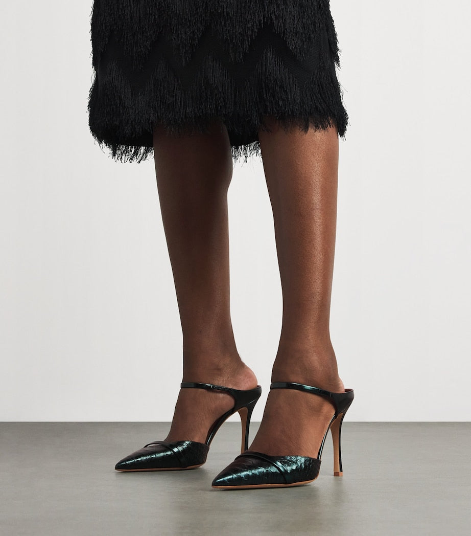 Malone Souliers Green Leather Crocodile-Effect Uma Pumps 90