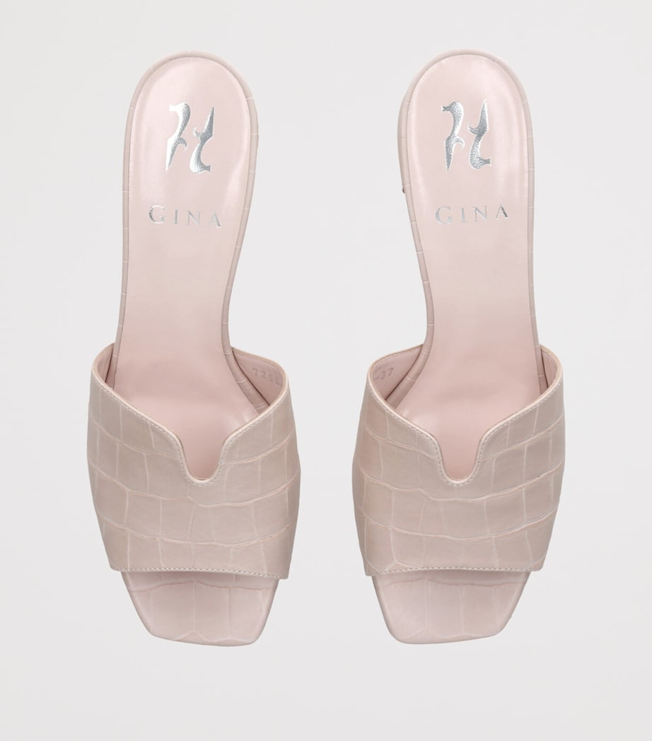 Beige Leather Croc-Embossed Arles Mules 50