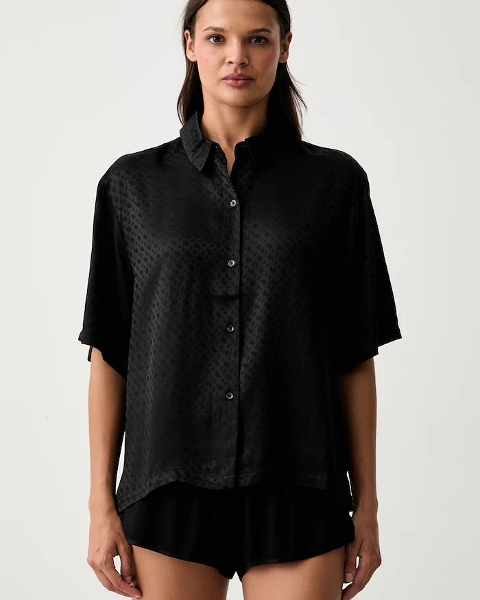 BOSS kadın viskon gömlek tipi pijama B Monogram_Top