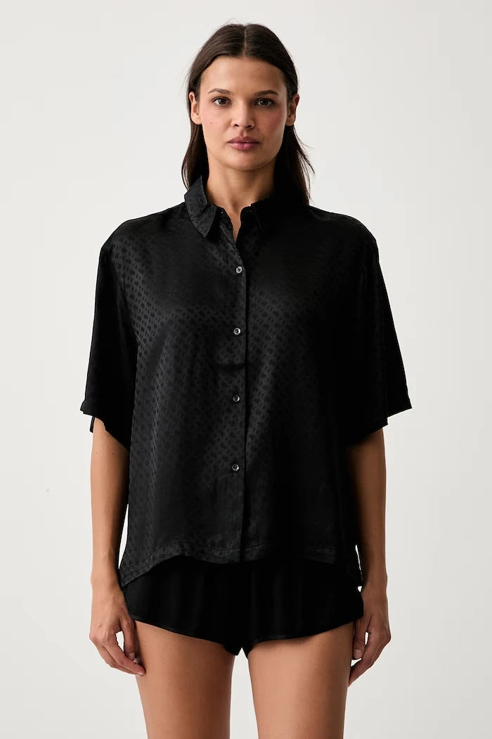 BOSS kadın viskon gömlek tipi pijama B Monogram_Top