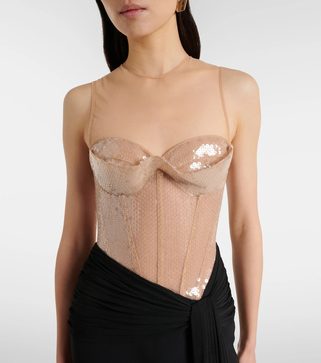 David Koma - Sequined paneled bustier gown