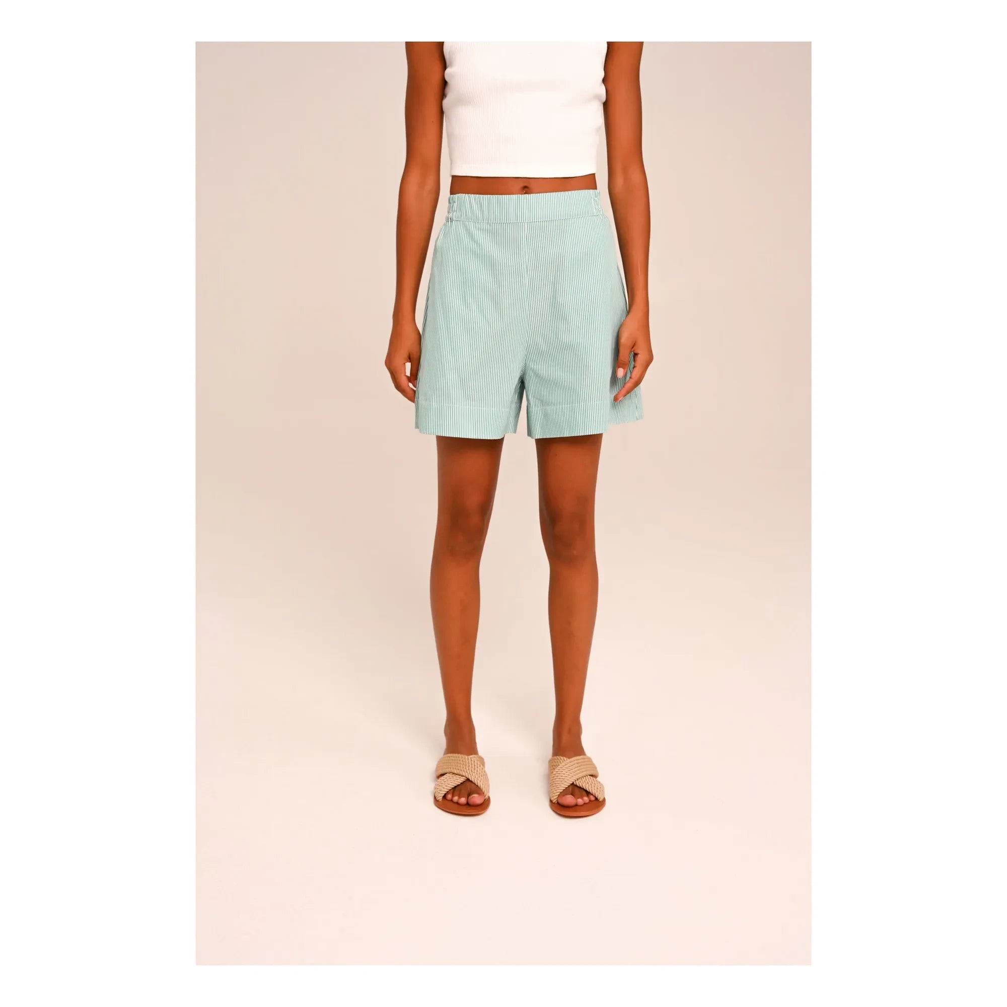 Sacrécoeur - Lilo Popeline embroidered shorts | Green water