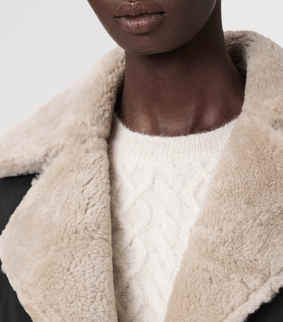 AllSaints Shearling Sola Leather Jacket BLACK/NATURAL