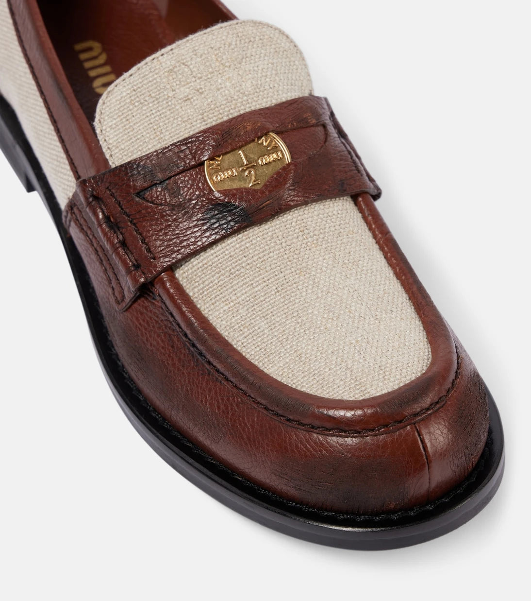 Miu Miu - Logo leather-trimmed loafers