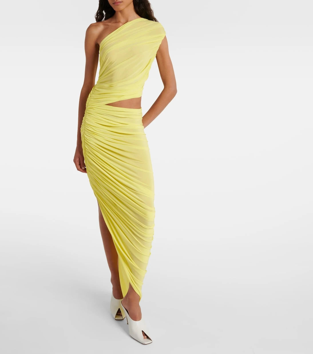 Alaïa - Ruched cutout jersey gown