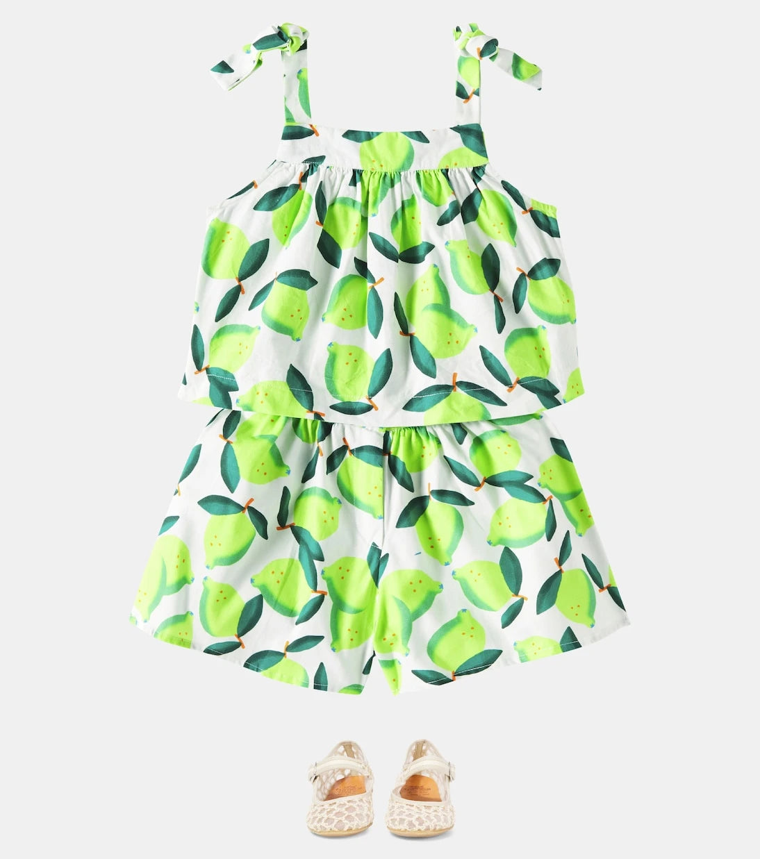 Fábula - Printed cotton top and shorts set