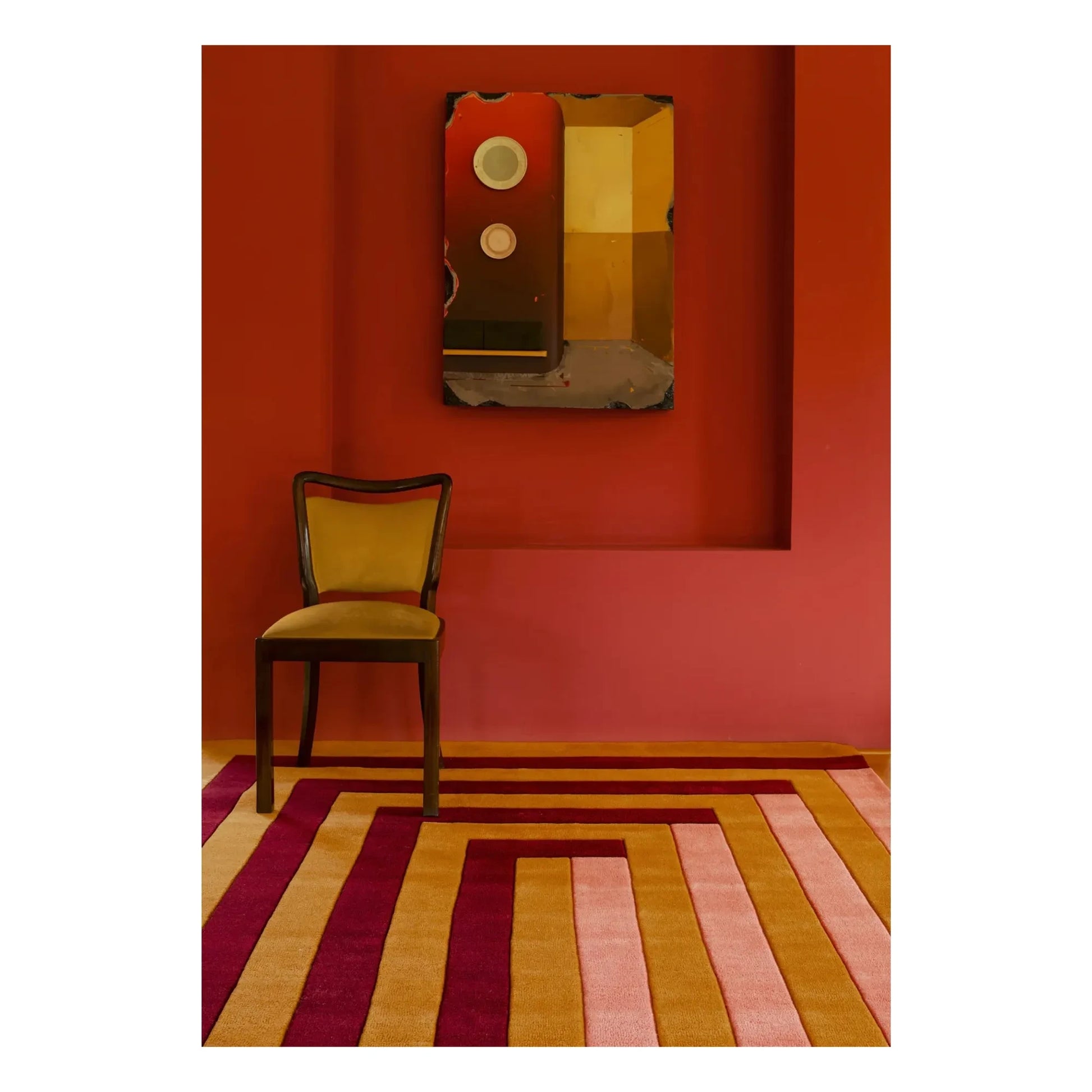 Layered - Wool rug Labyrith,Tekla Evelina Severin | Coral