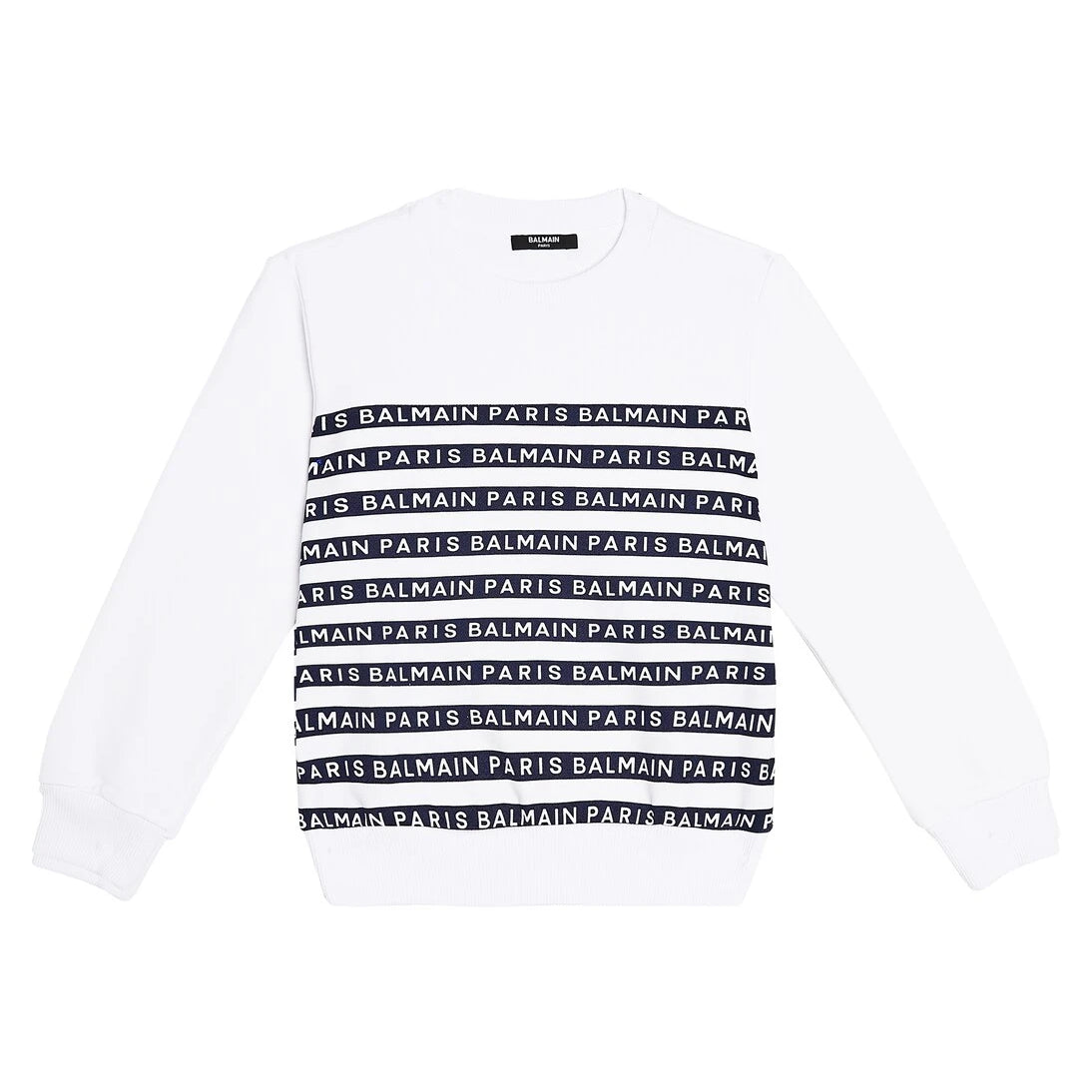 Balmain Kids - سويت شيرت من قطن الجيرسي بشعار الماركة