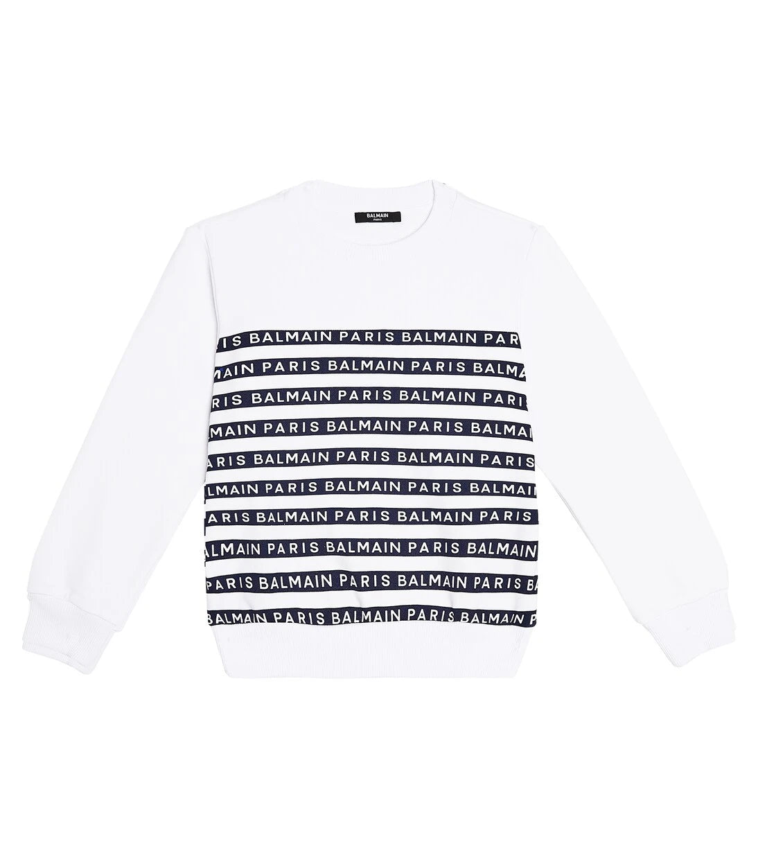 Balmain Kids - سويت شيرت من قطن الجيرسي بشعار الماركة