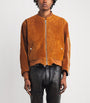 424 Beige Suede Military Bomber Jacket