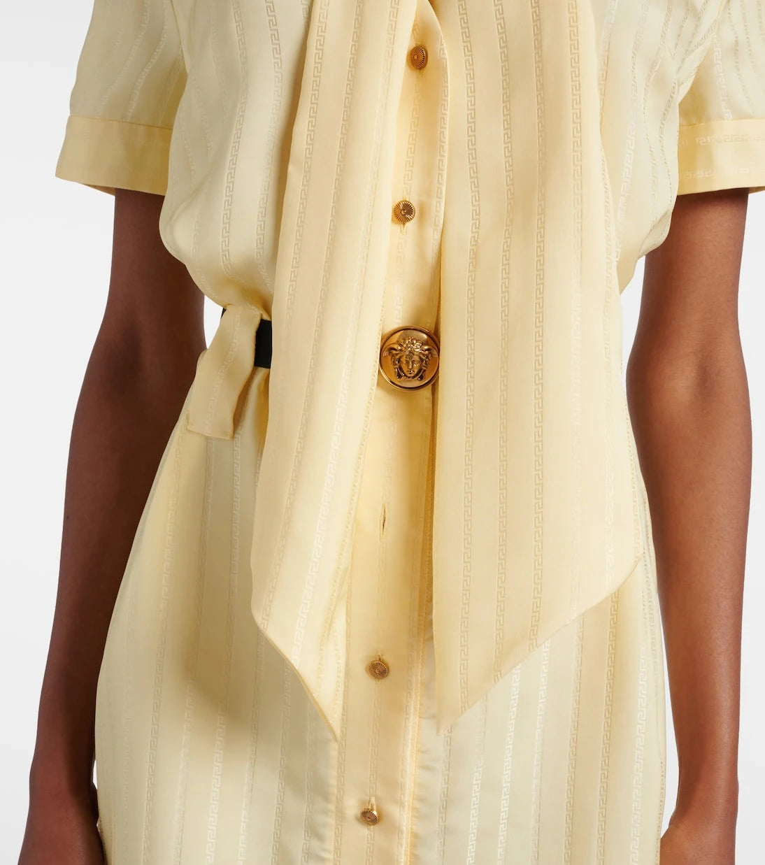 Versace - Greca jacquard satin shirt dress