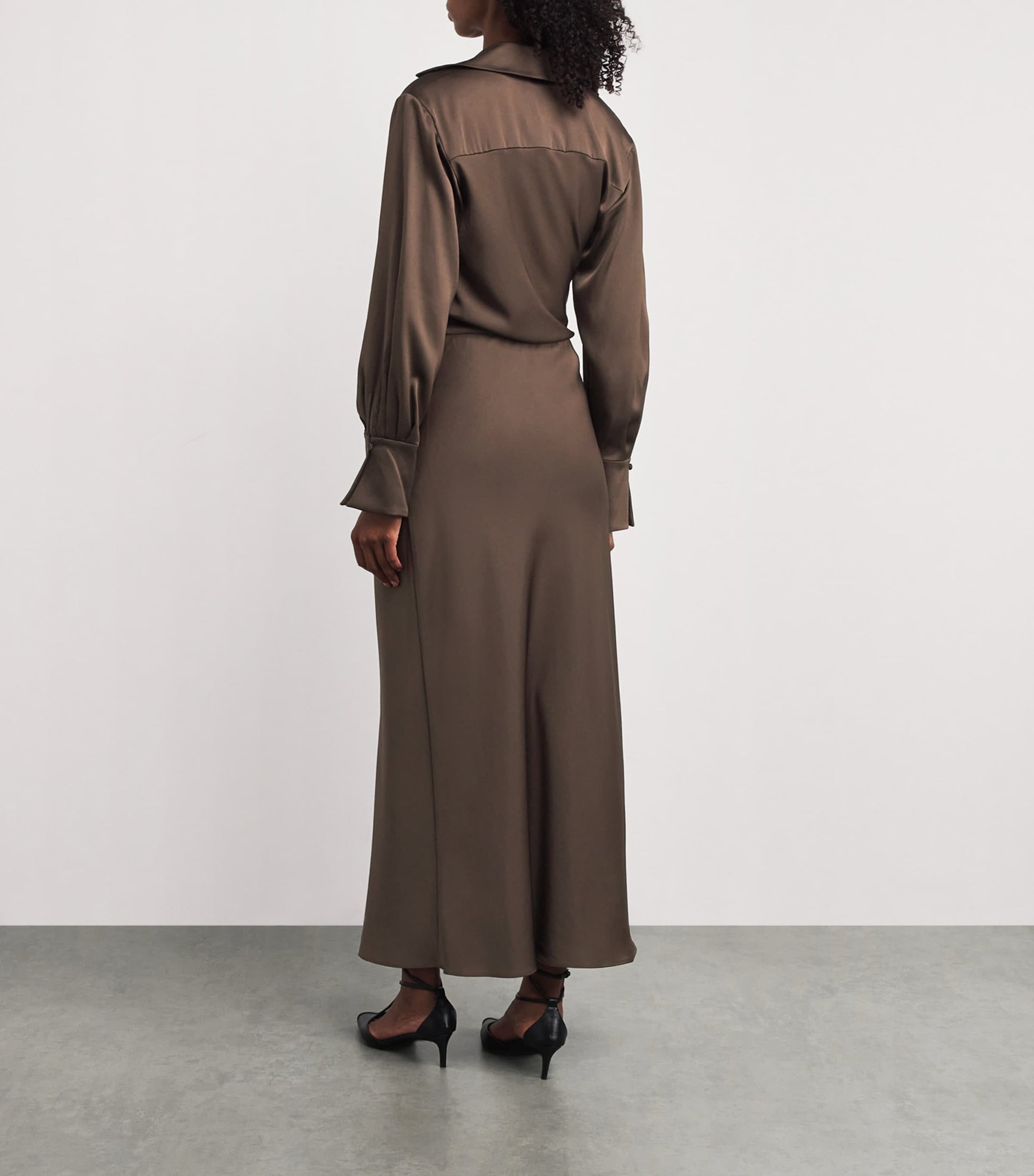 Satin Draped Talita Midi Dress COCOA