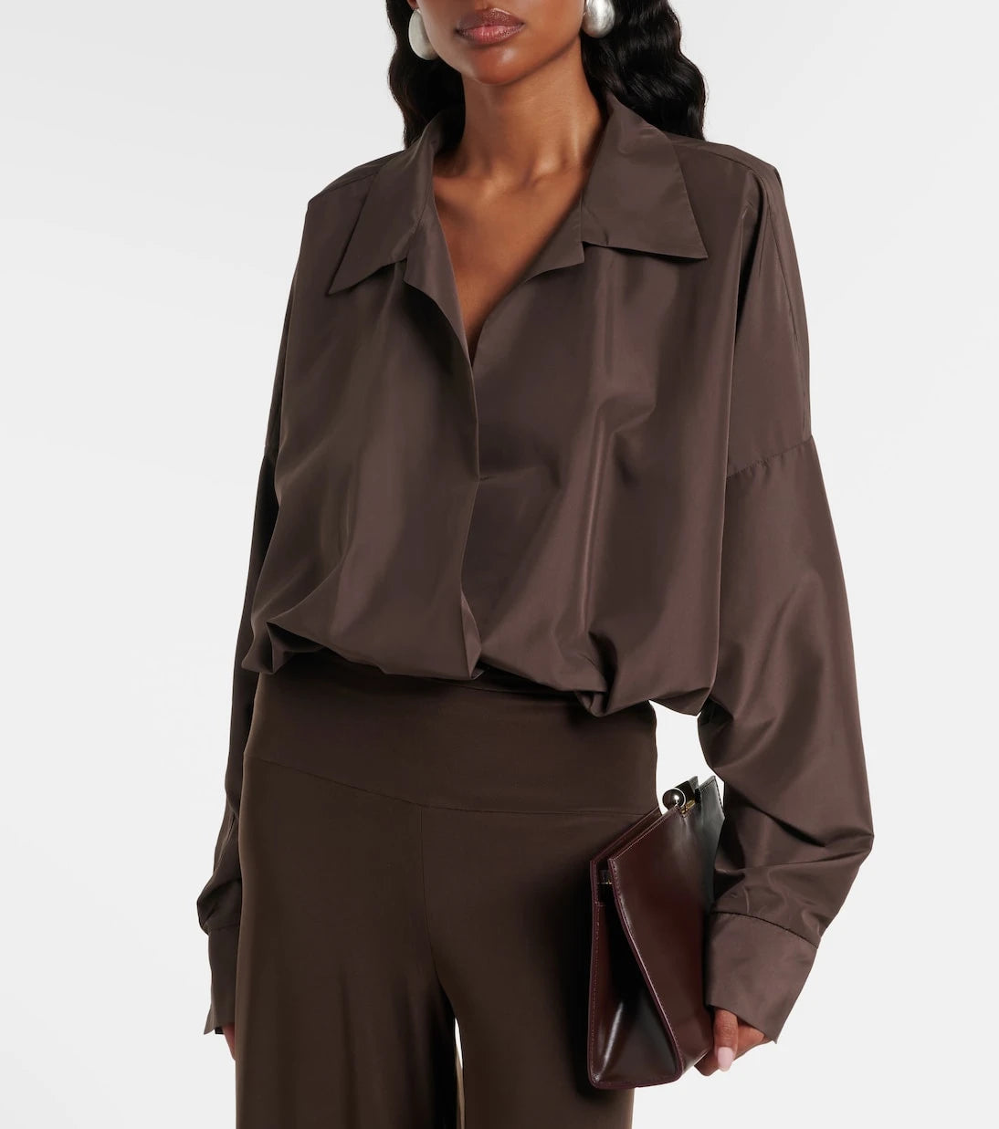 Norma Kamali - Oversized satin bodysuit