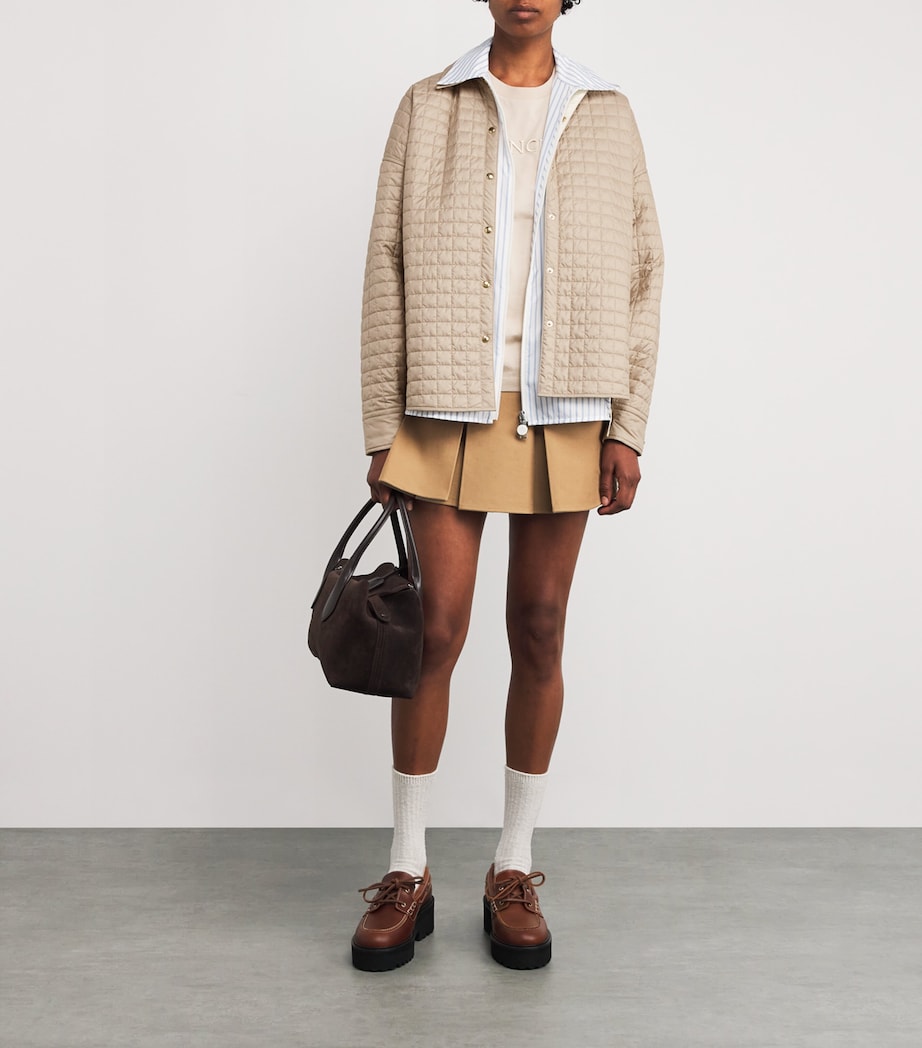 Moncler Beige Microfiber Quilted Reversible Shacket