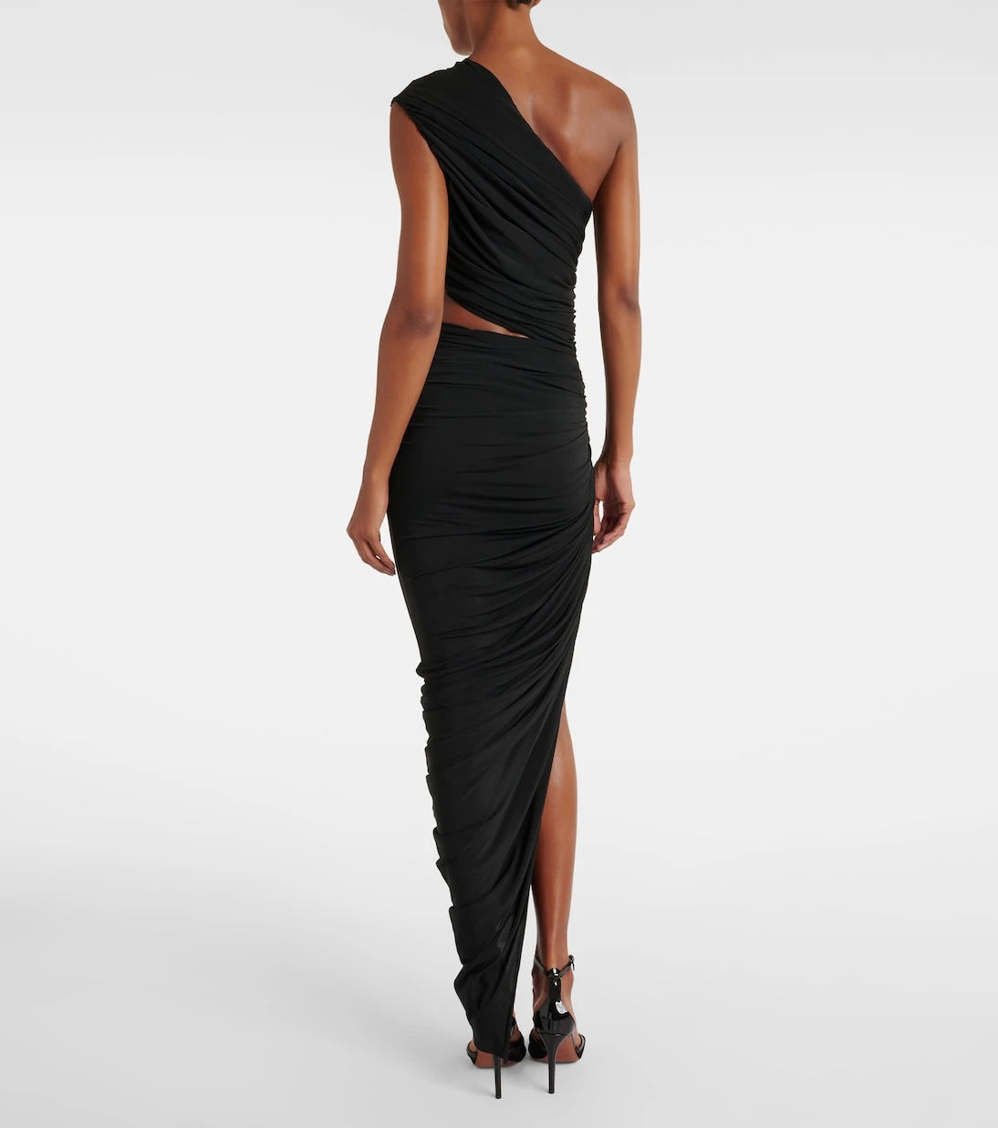 Alaïa - فستان متوسط الطول من الجيرسيه المزموم بقصات