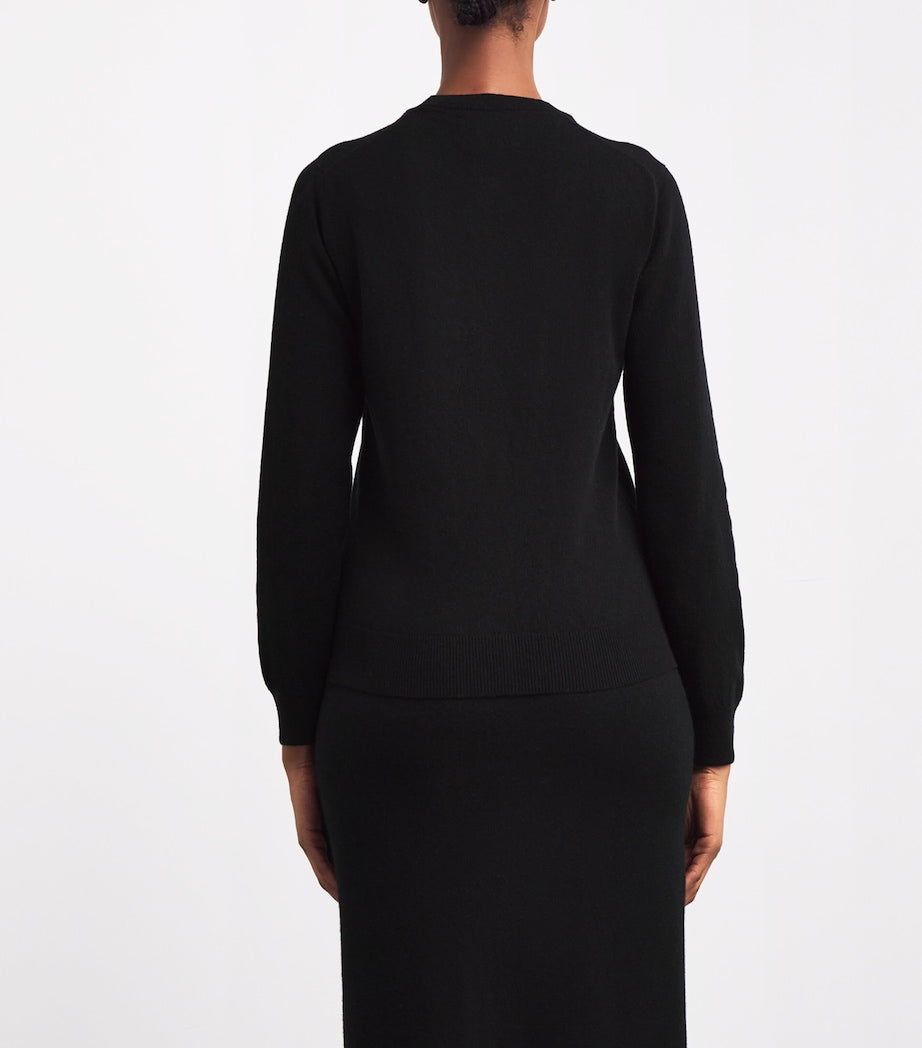 Black Cashmere Crew-Neck Cardigan