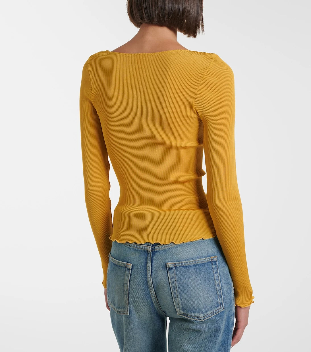 Saint Laurent - Ribbed-knit silk top