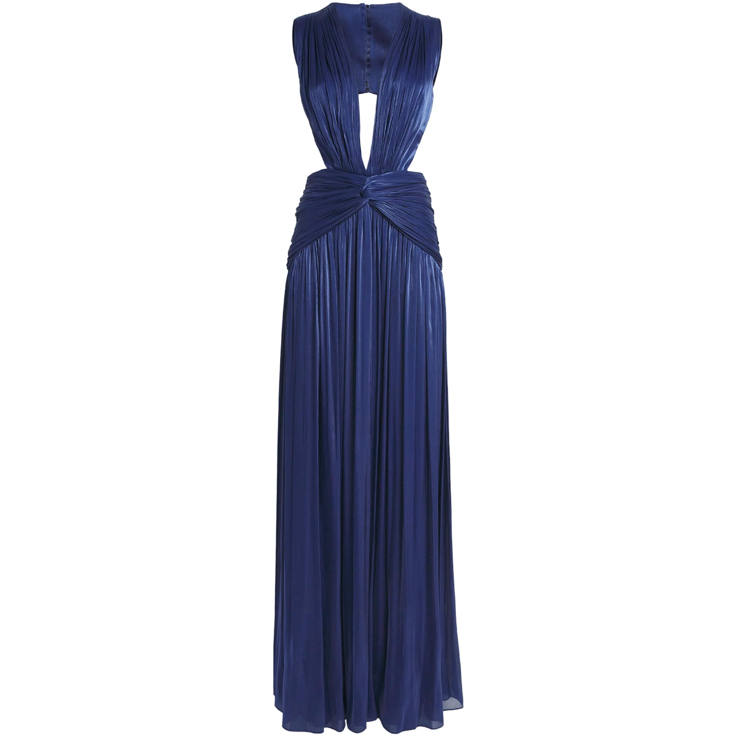 Pleated Cut-Out Georgette Gown