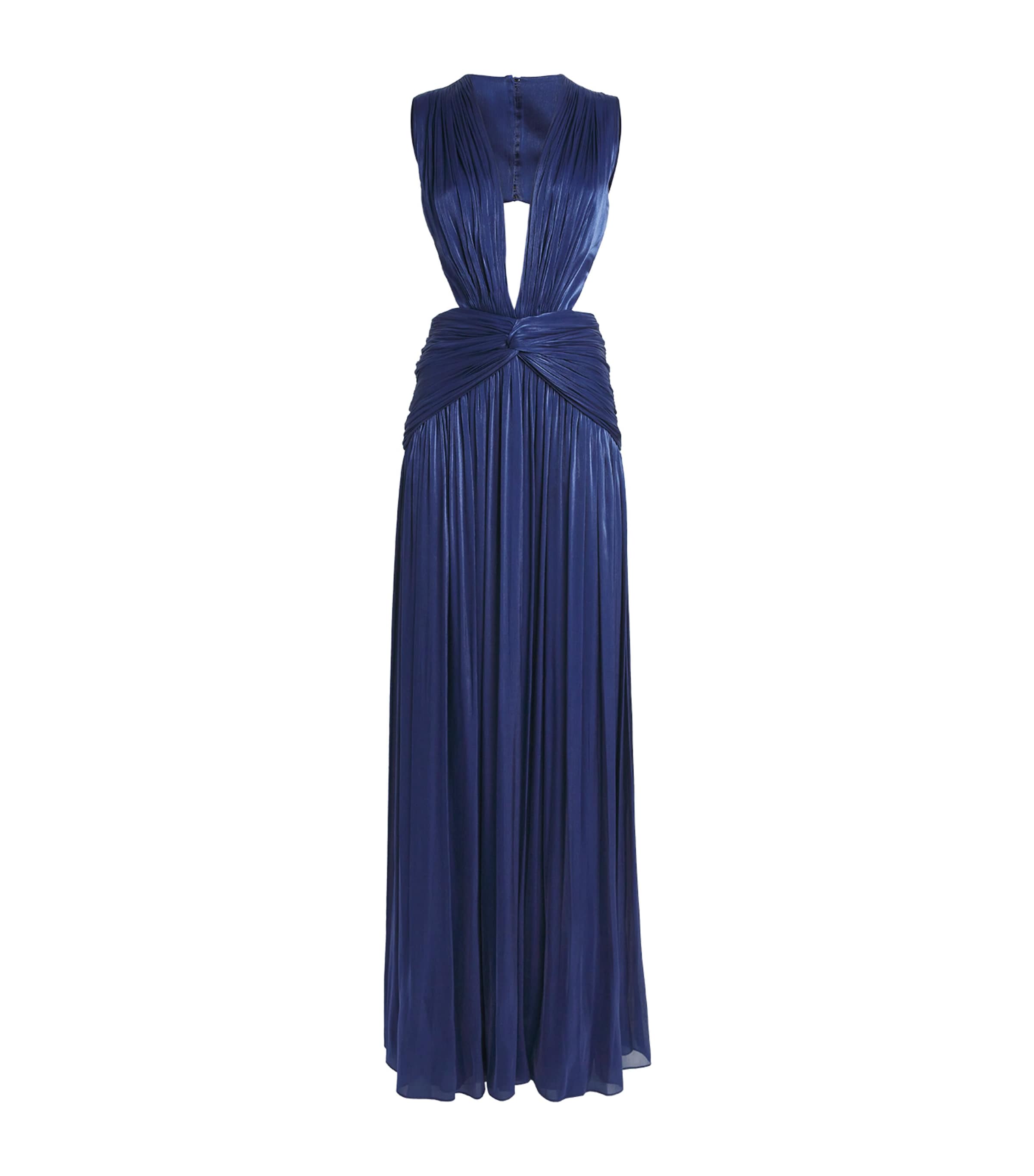 Pleated Cut-Out Georgette Gown