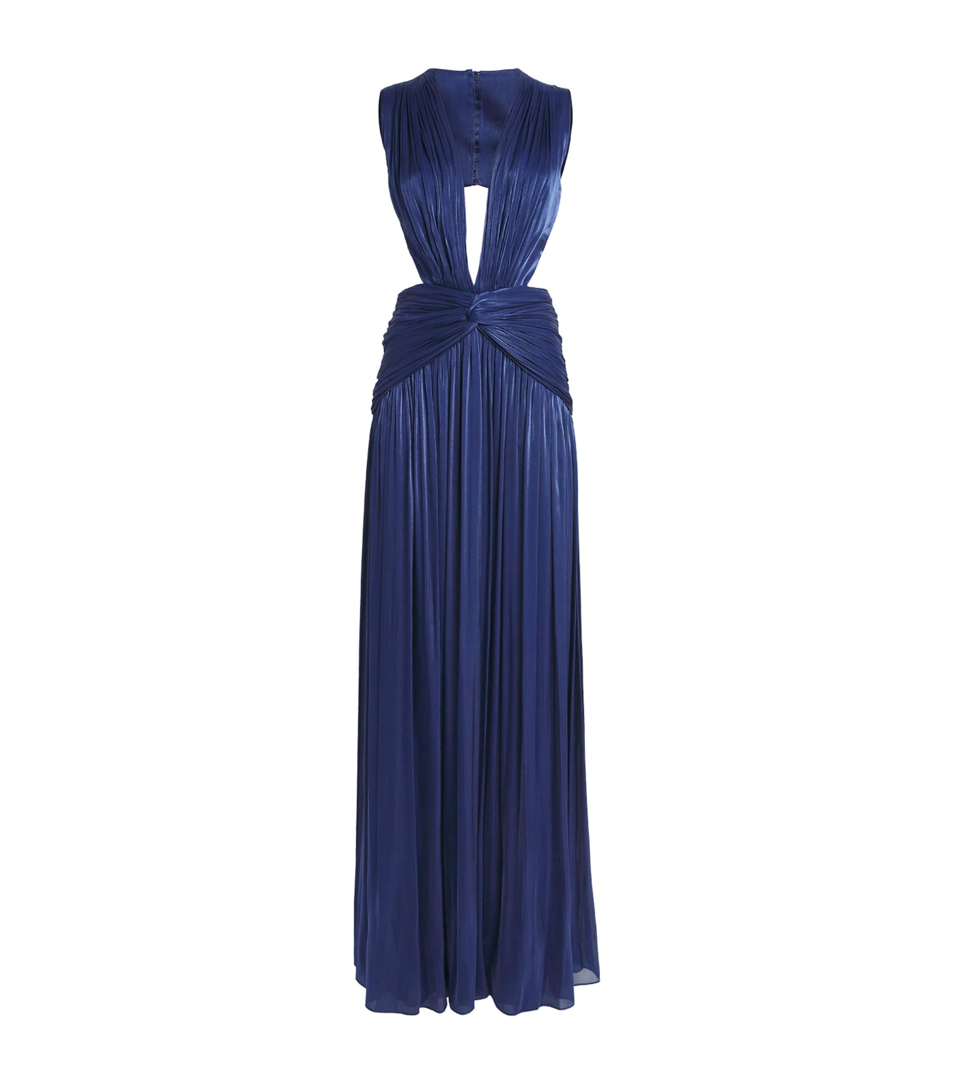 Pleated Cut-Out Georgette Gown