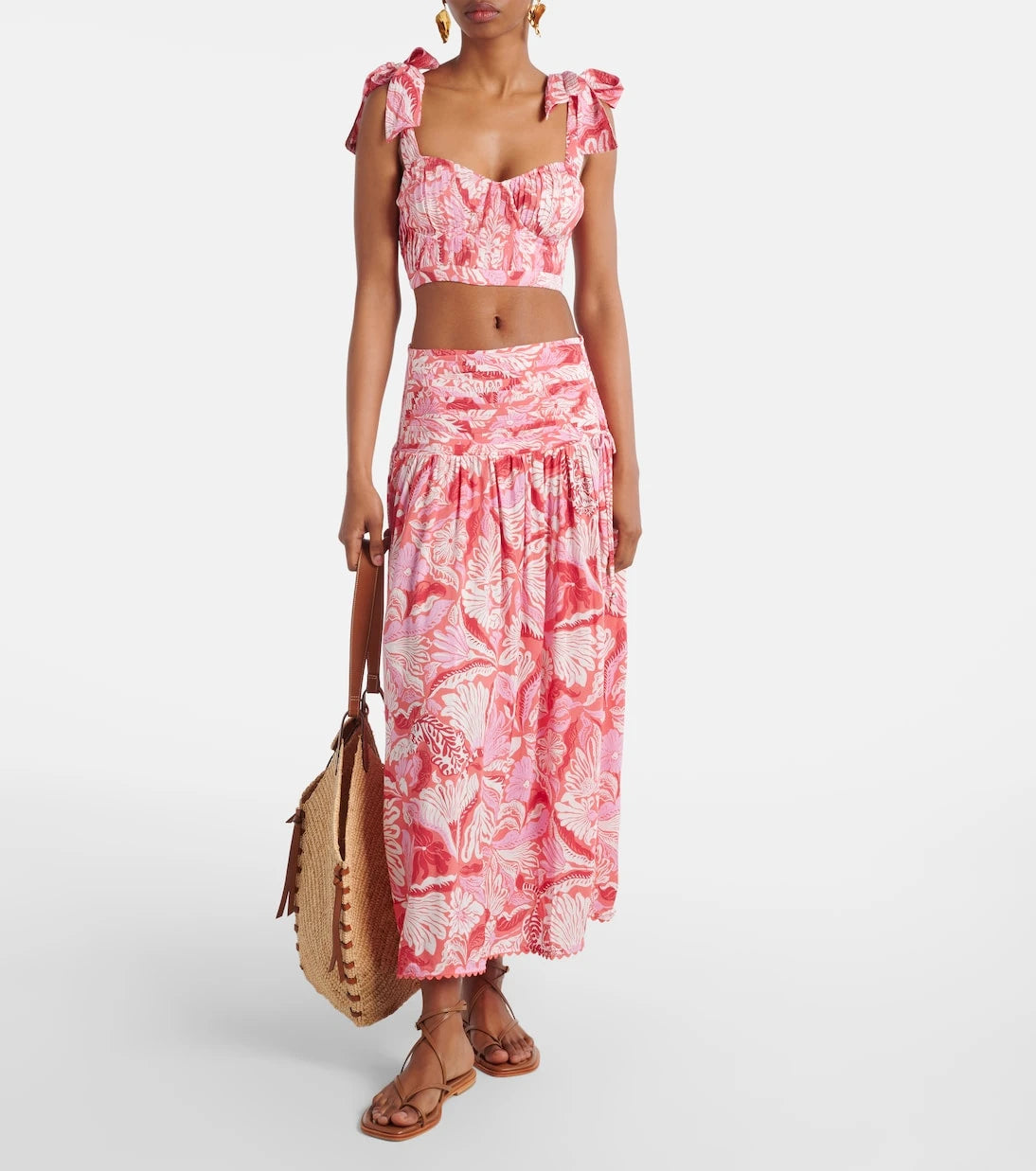 Poupette St Barth - Carla pleated printed midi skirt