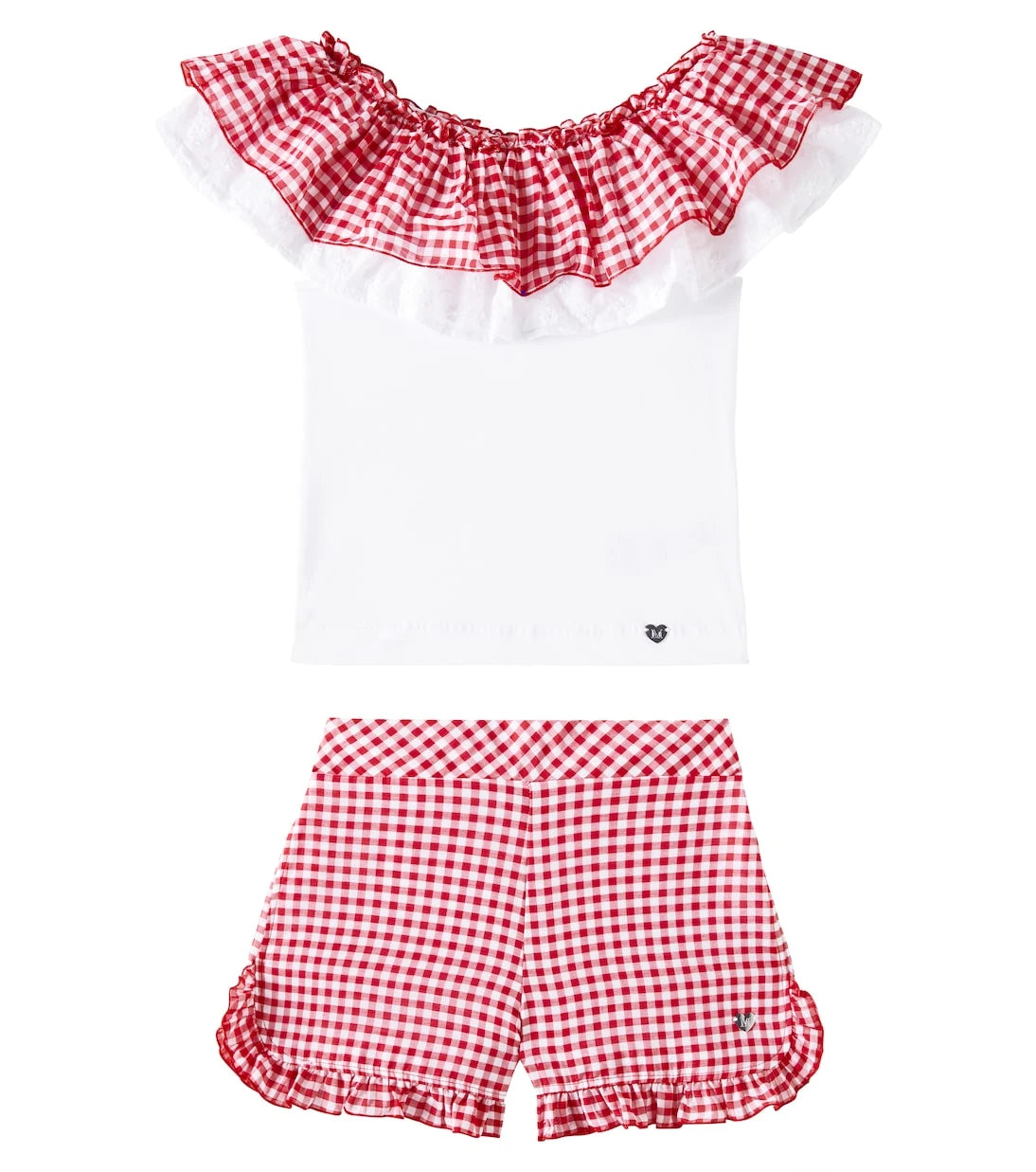Monnalisa - Gingham cotton-blend top and shorts
