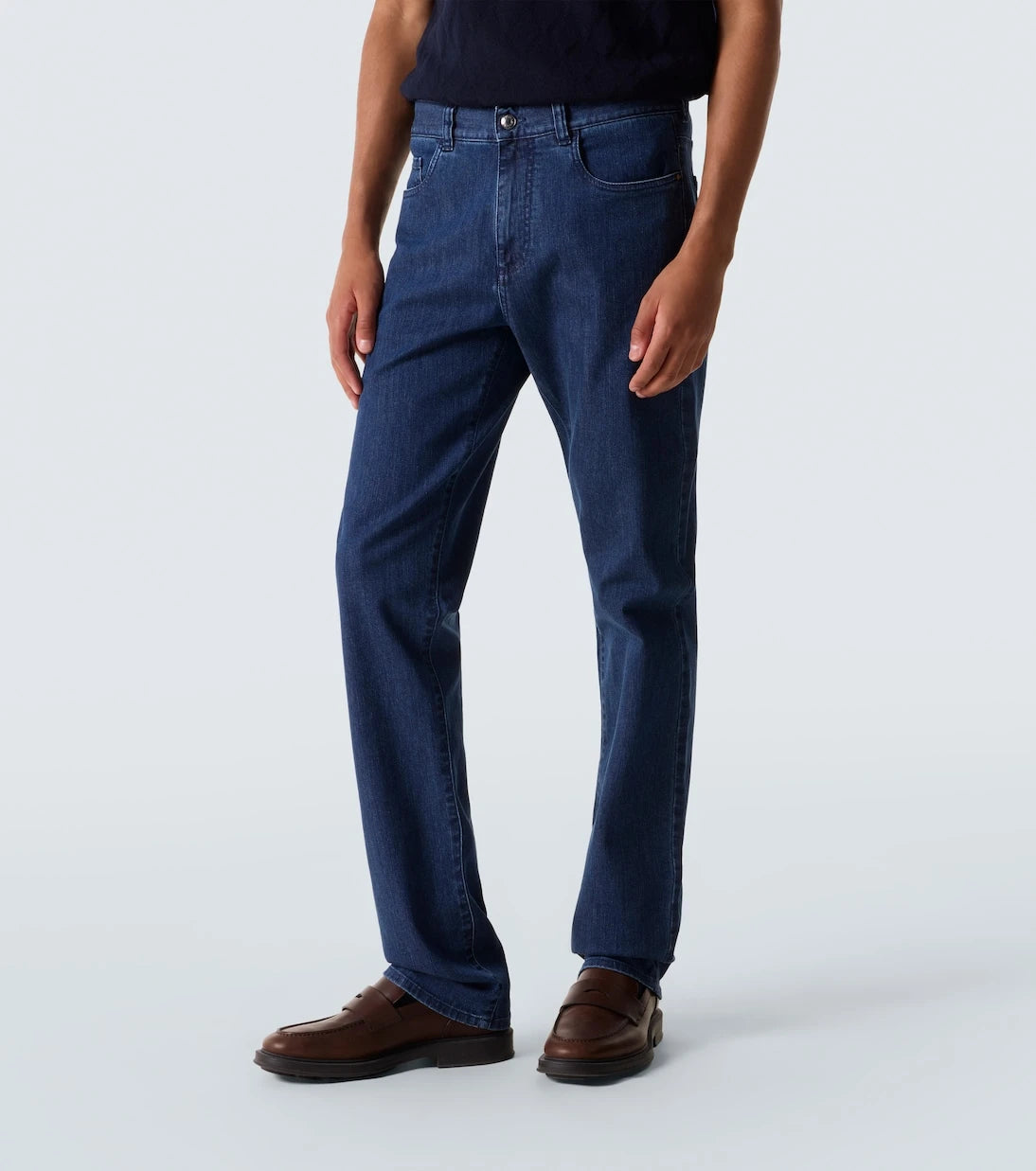 Canali - بنطال جينز بقصة ضيقة وخصر متوسط الارتفاع