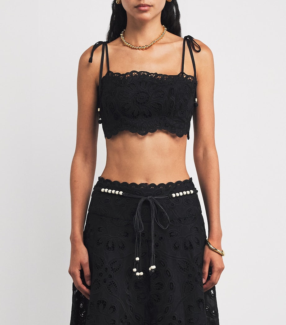 Cotton Rhiannon Embroidered Crop Top BLK/BLACK