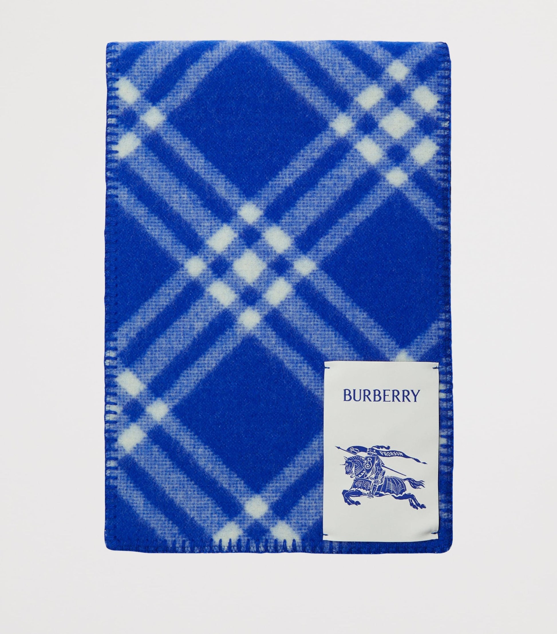 Blue Wool Check Scarf