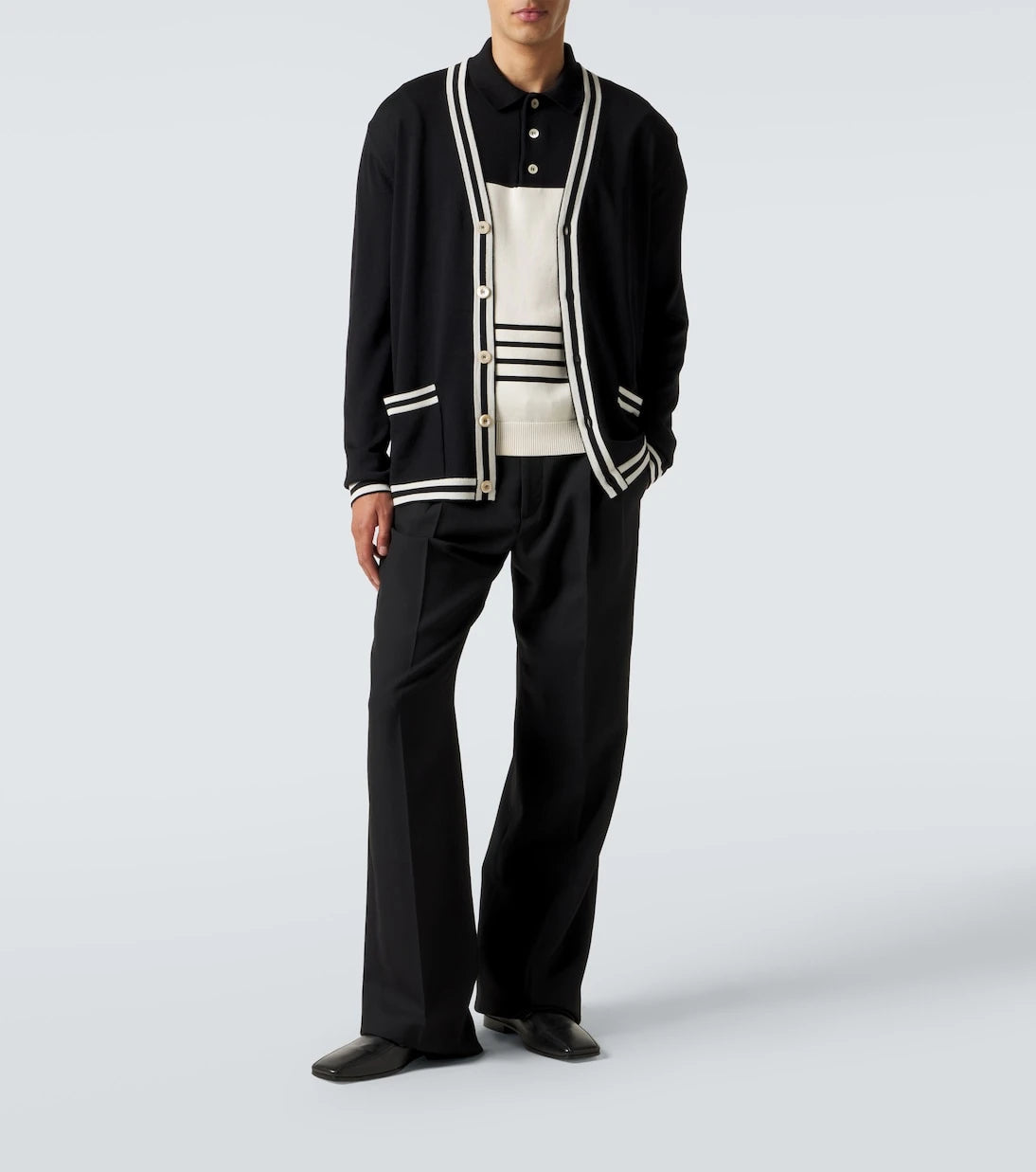 Valentino - VLogo striped cotton polo sweater