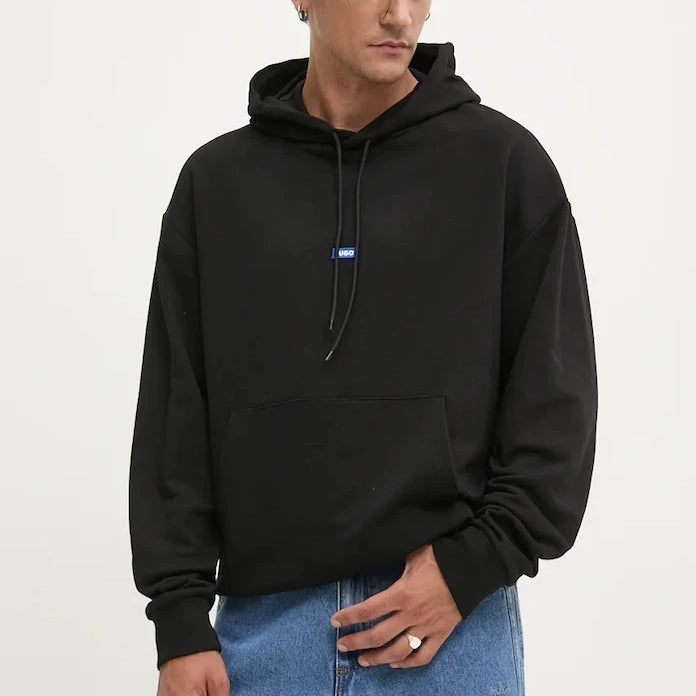HUGO Blue kapüşonlu erkek pamuklu sweatshirt Nalonso