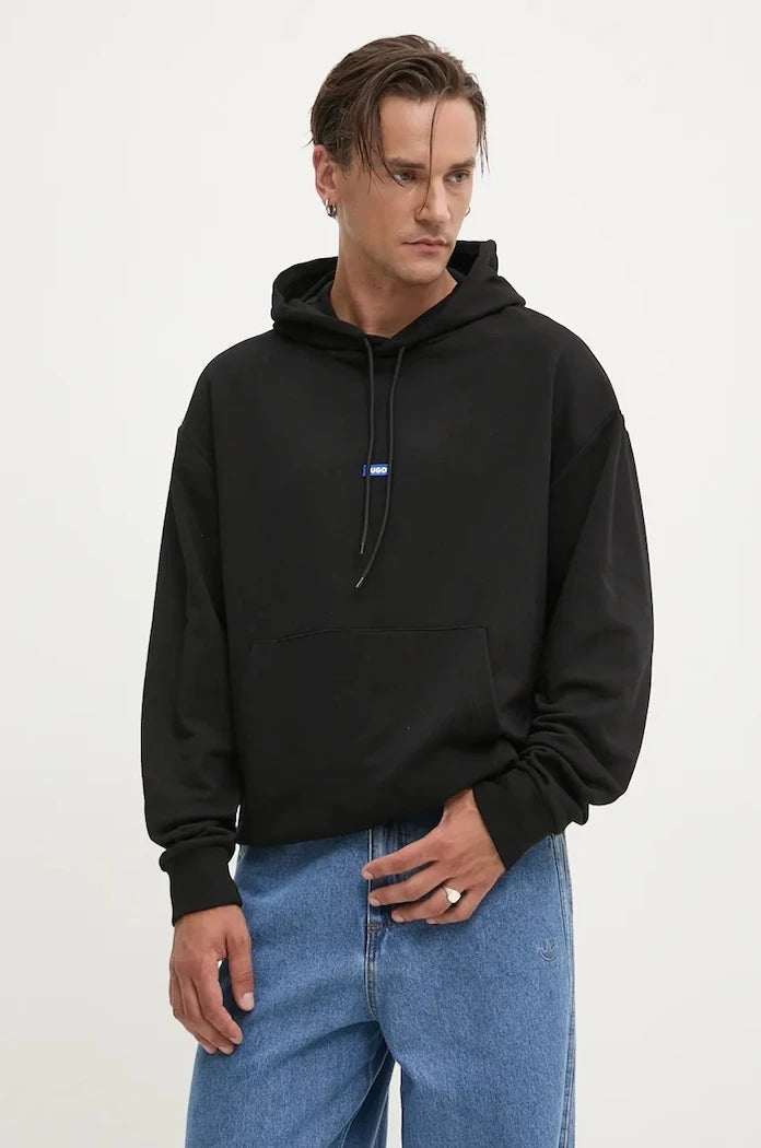 HUGO Blue kapüşonlu erkek pamuklu sweatshirt Nalonso
