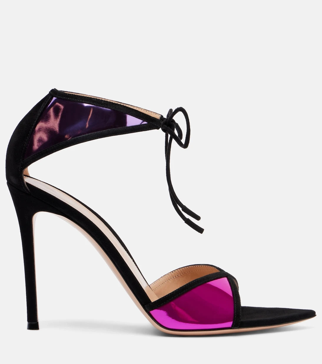Gianvito Rossi - Confetti suede-trimmed metallic leather pumps