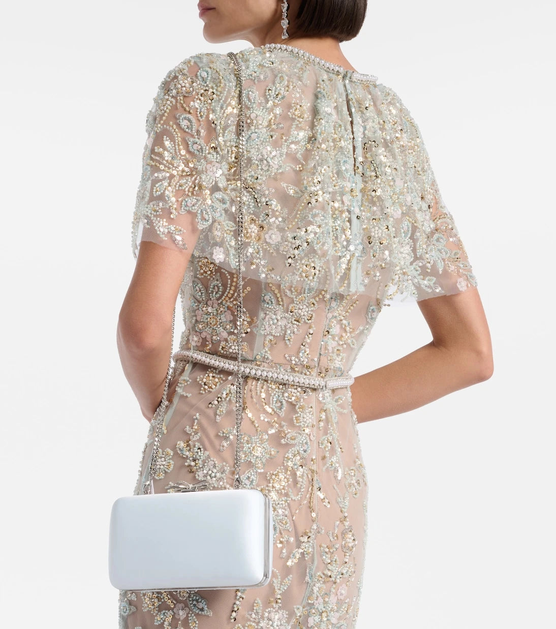 Self-Portrait - Bow embellished satin clutch