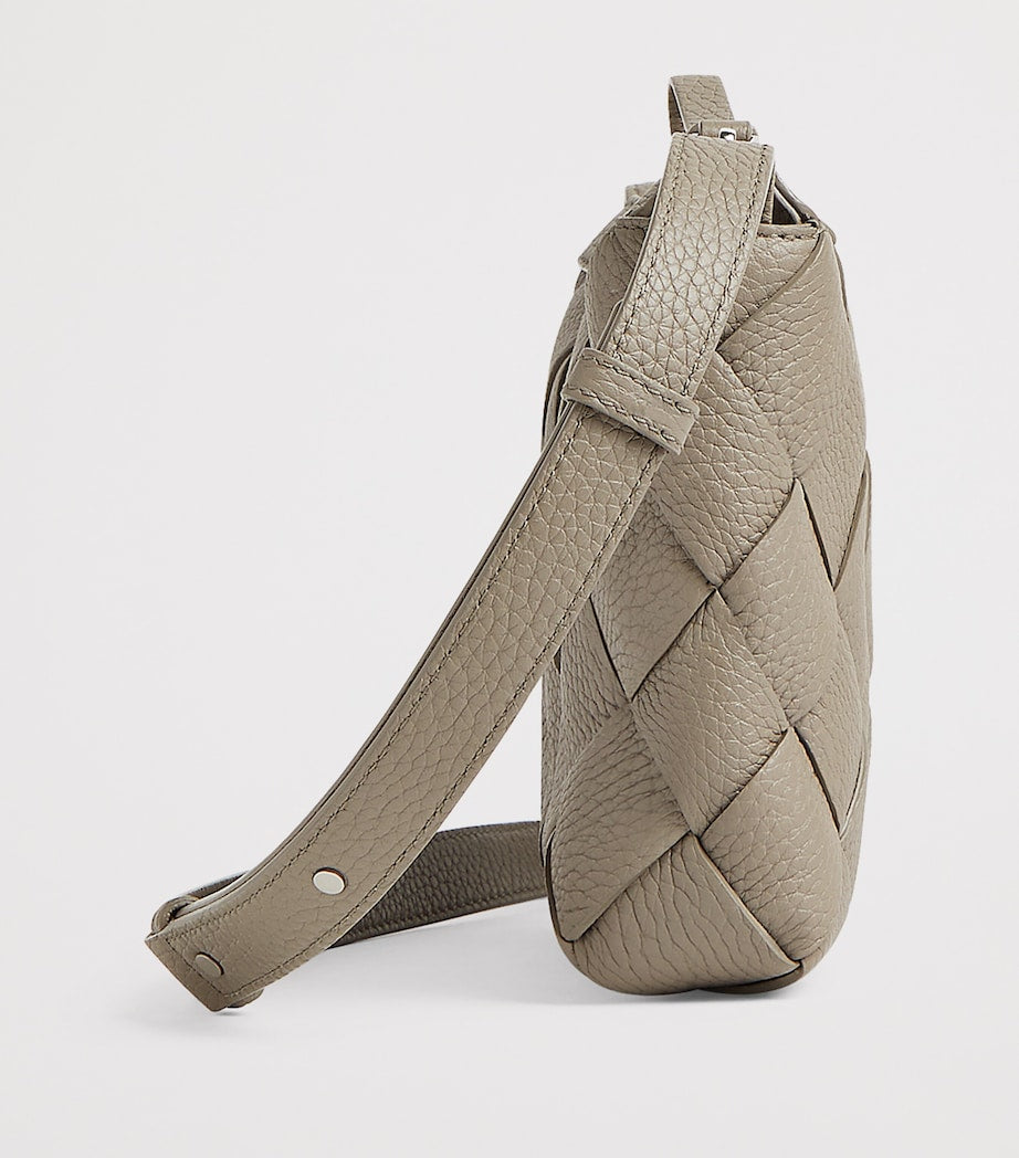 Small Leather Zipped Diago Messenger Bag