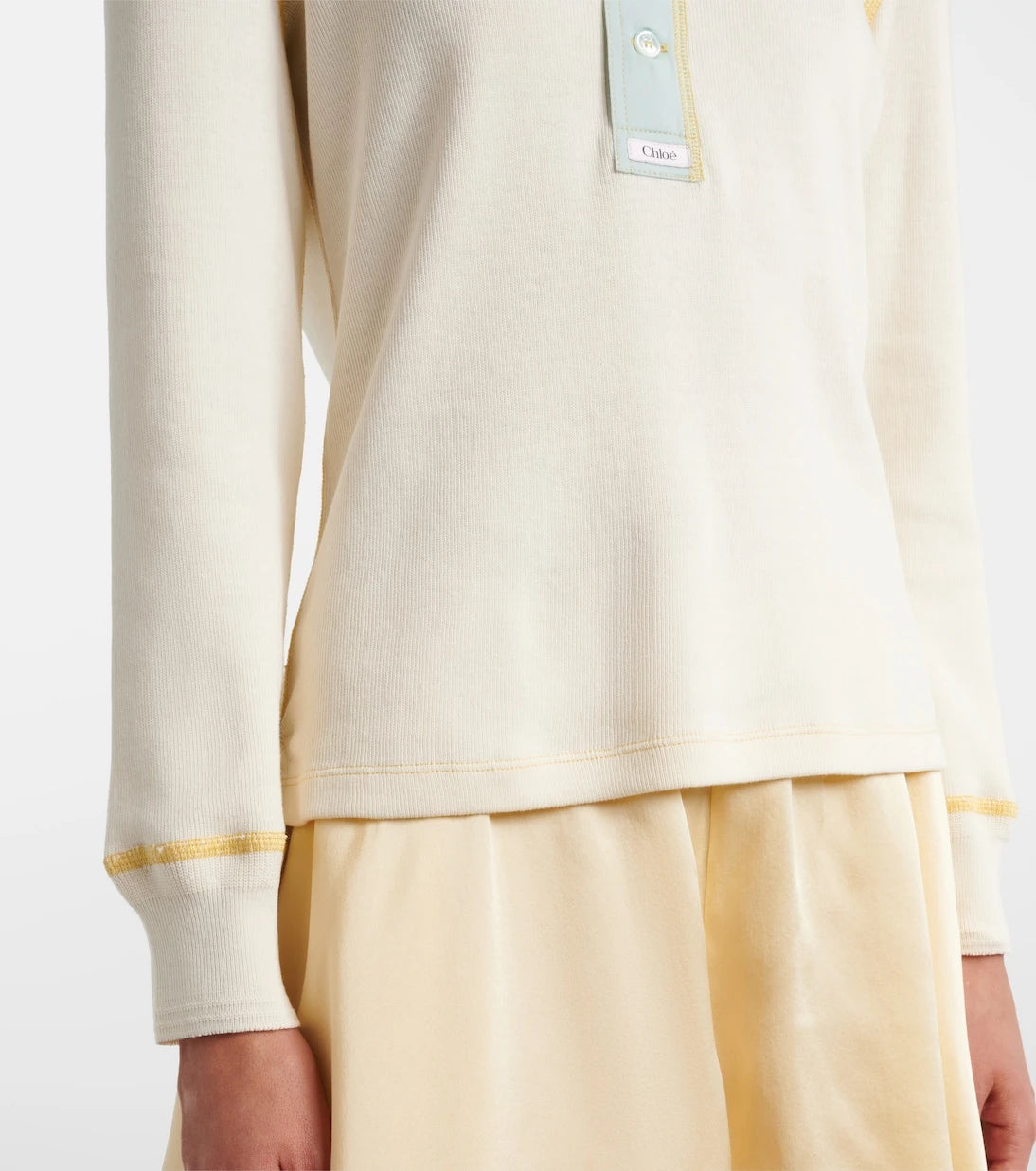 Chloé - Ribbed-knit cotton jersey Henley shirt