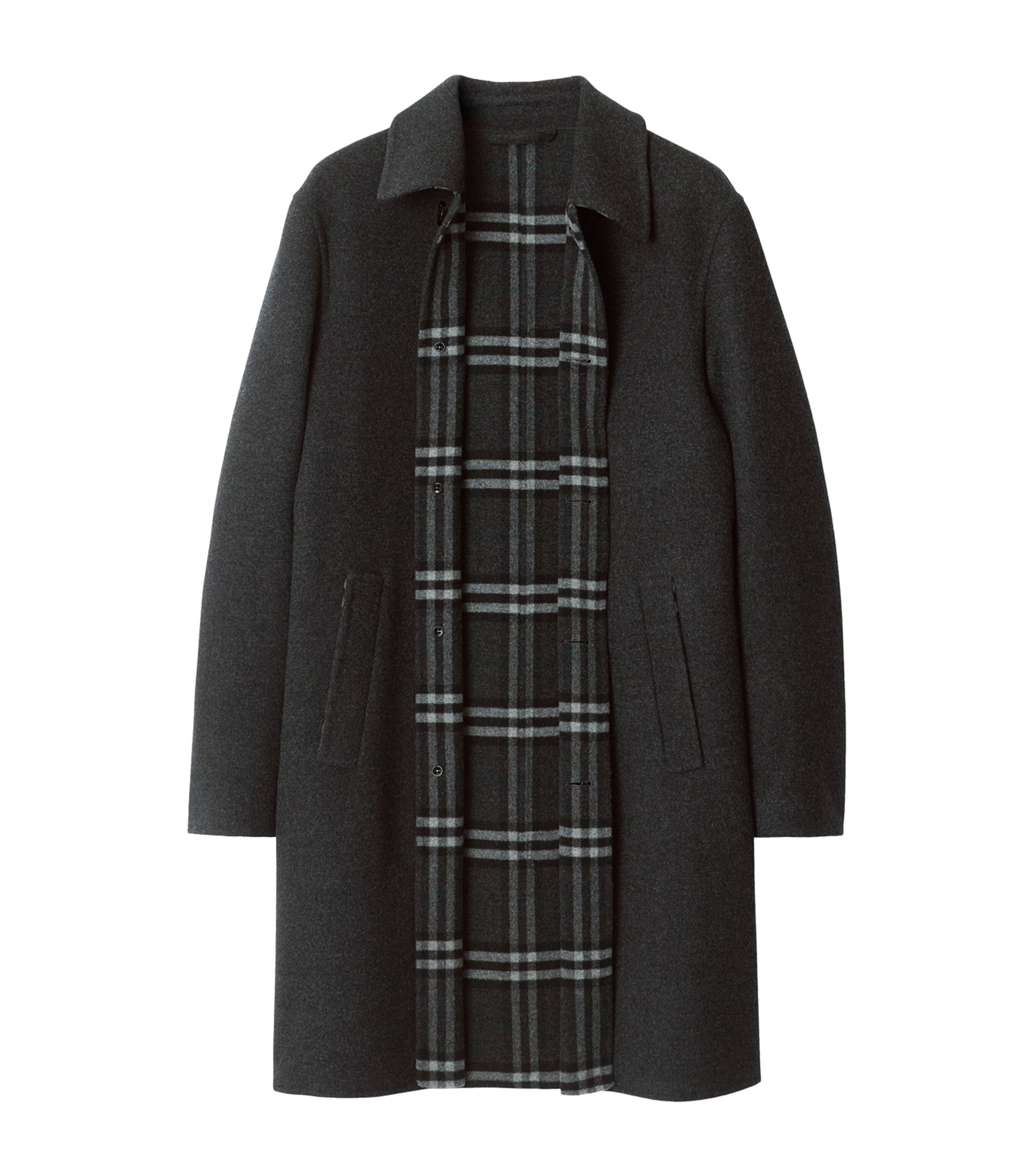 Grey Wool Mid-Length Car Coat