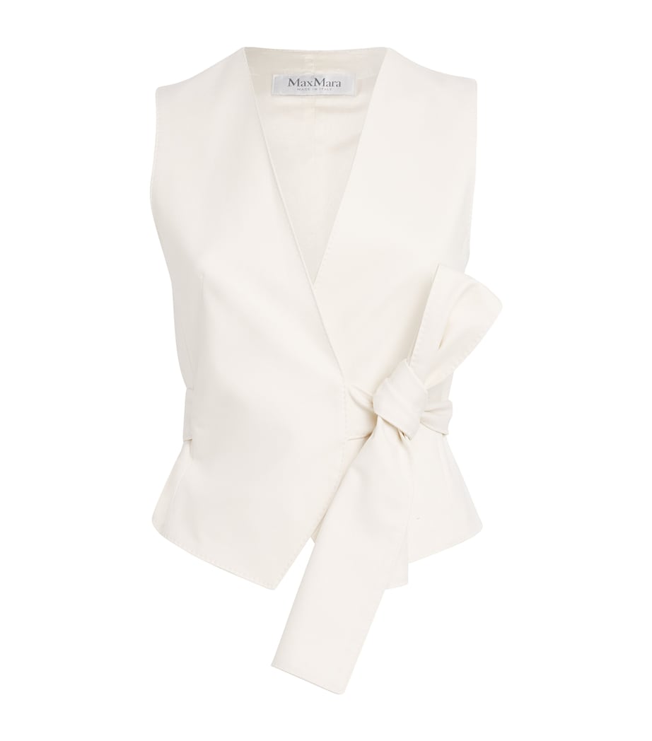 Max Mara White Cotton-Blend Tie-Front Waistcoat