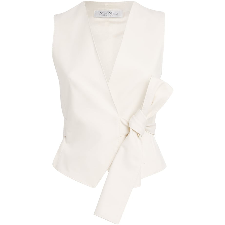 Max Mara White Cotton-Blend Tie-Front Waistcoat