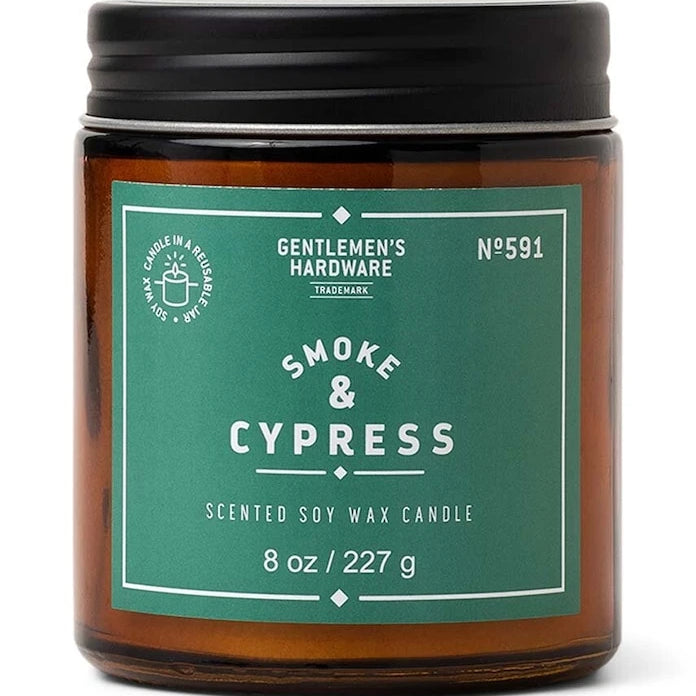 Ароматна соева свещ Gentelmen's Hardware Smoke & Cypress 227 g