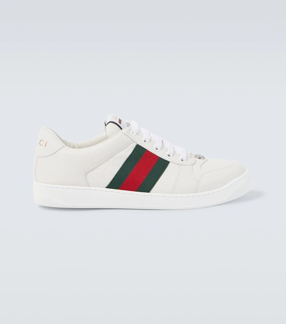 Gucci - حذاء سكرينر الرياضي من الجلد المنقوش