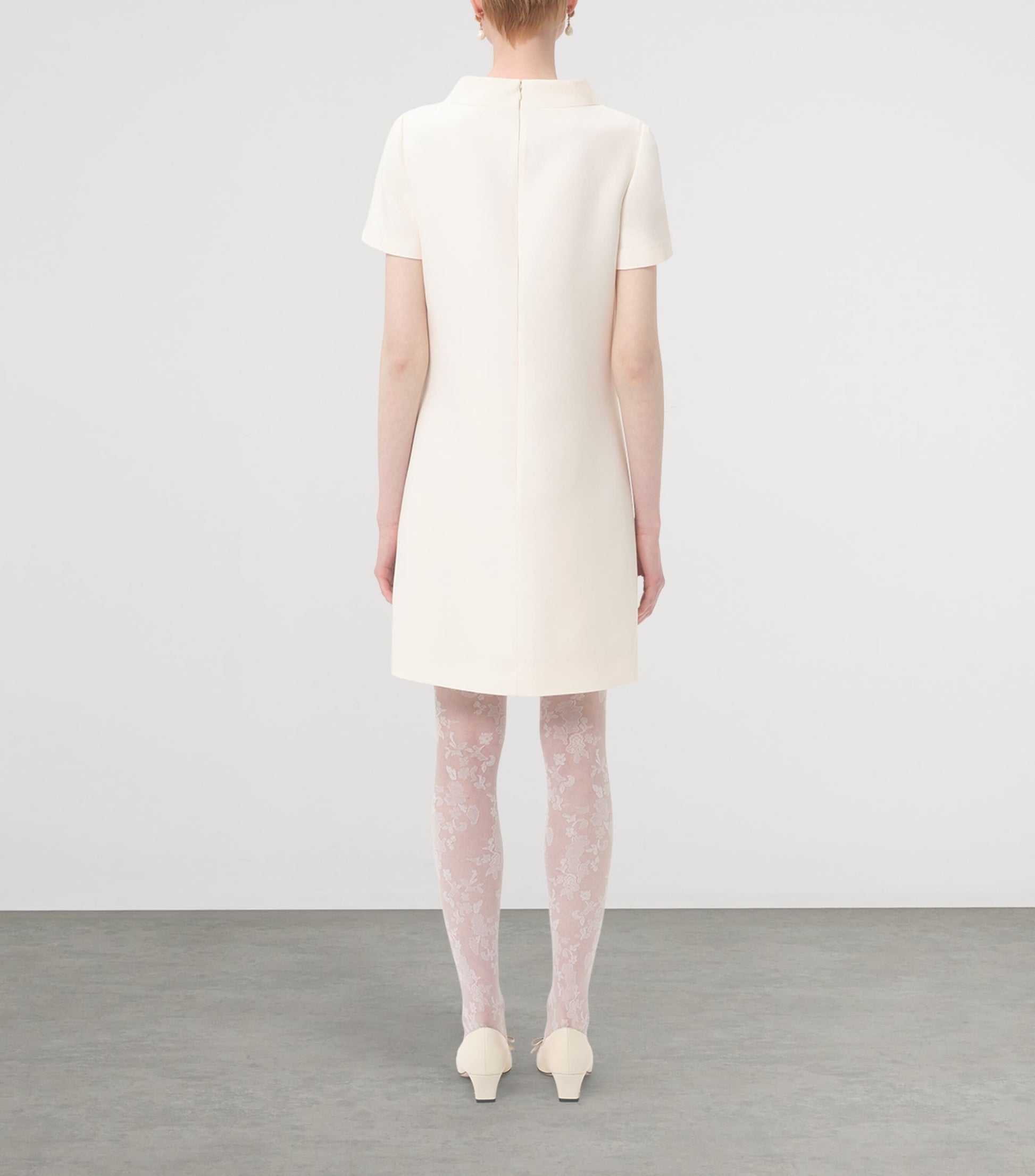 Valentino Ivory Wool-Silk Embellished Mini Dress