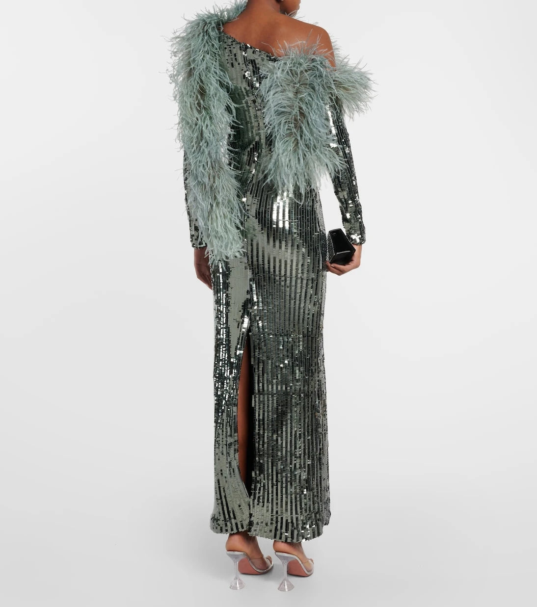 Taller Marmo - Garbo Disco feather-trimmed sequined gown