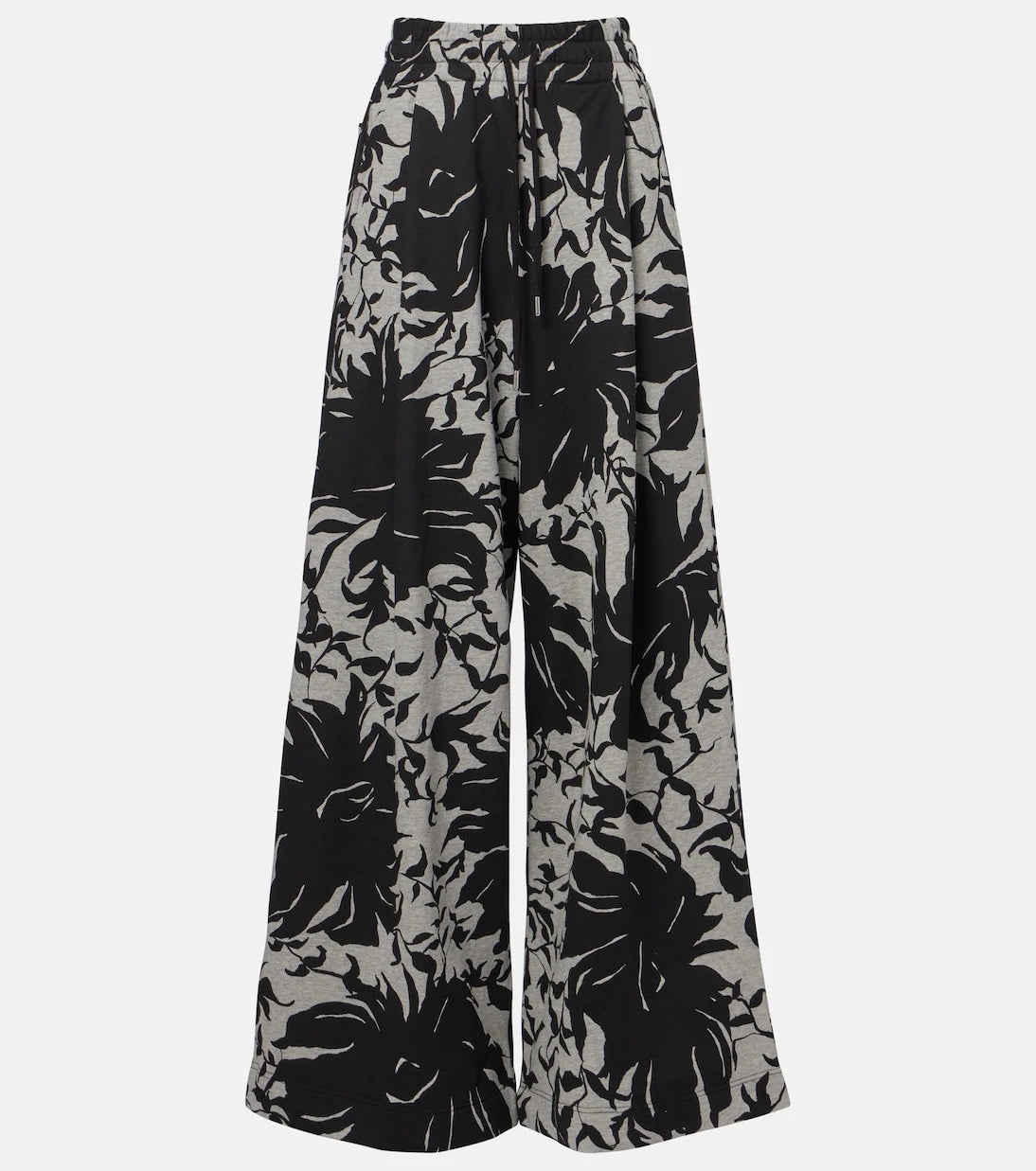 Dries Van Noten - بنطال رياضي بليسيه من قطن الجيرسيه بنقشة زهور