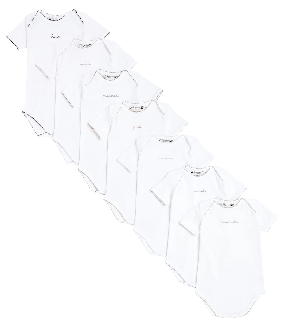 Bonpoint - Baby set of 7 printed cotton jersey bodysuits
