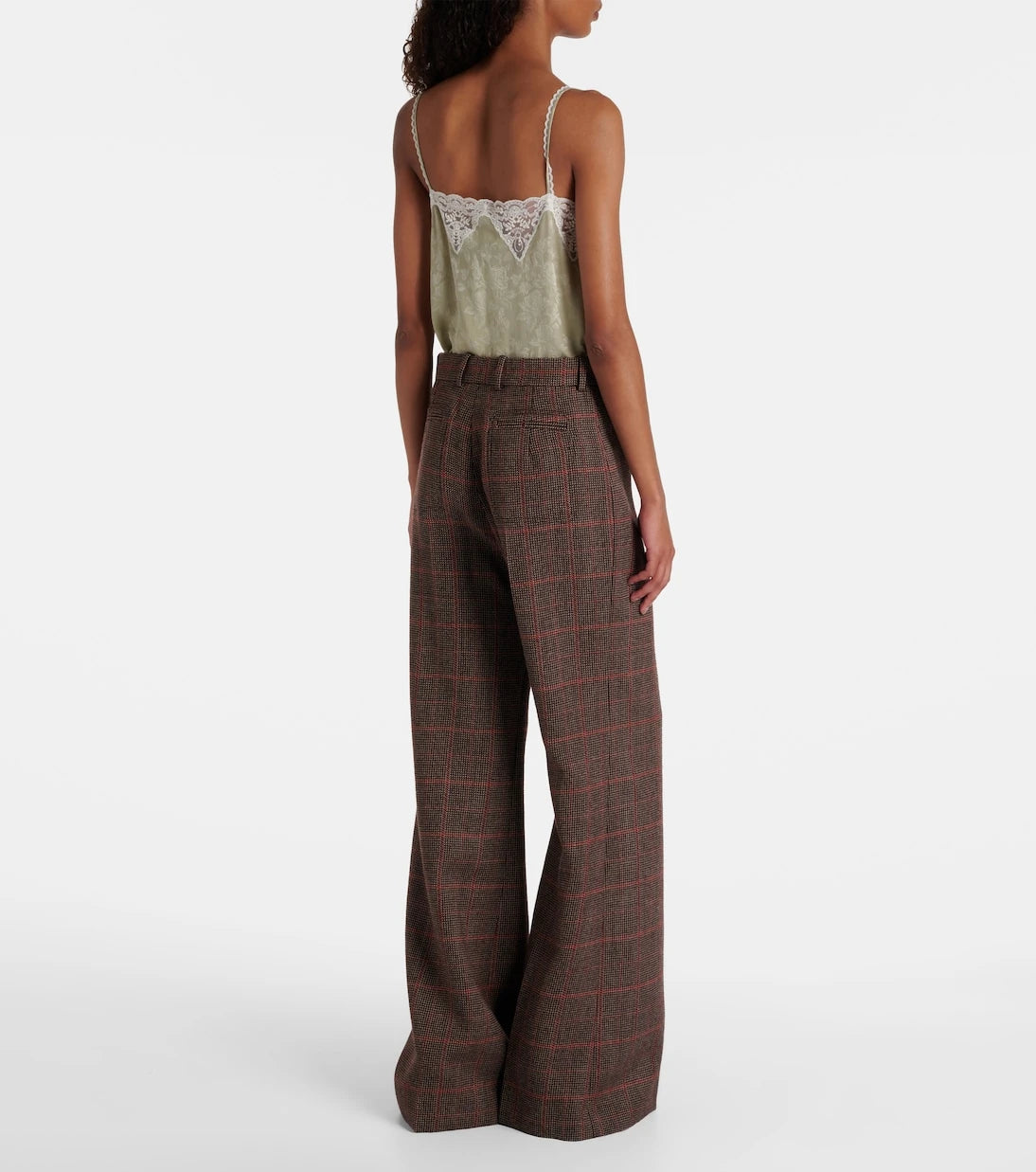 Chloé - Checked high-rise wool flared pants