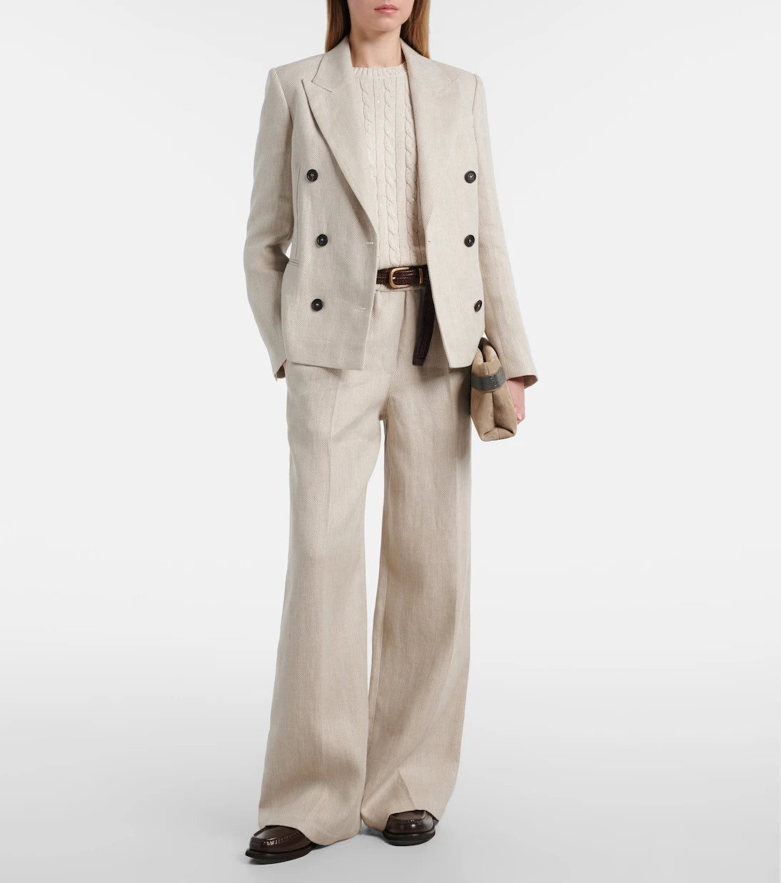 Brunello Cucinelli - Linen and cotton wide-leg pants