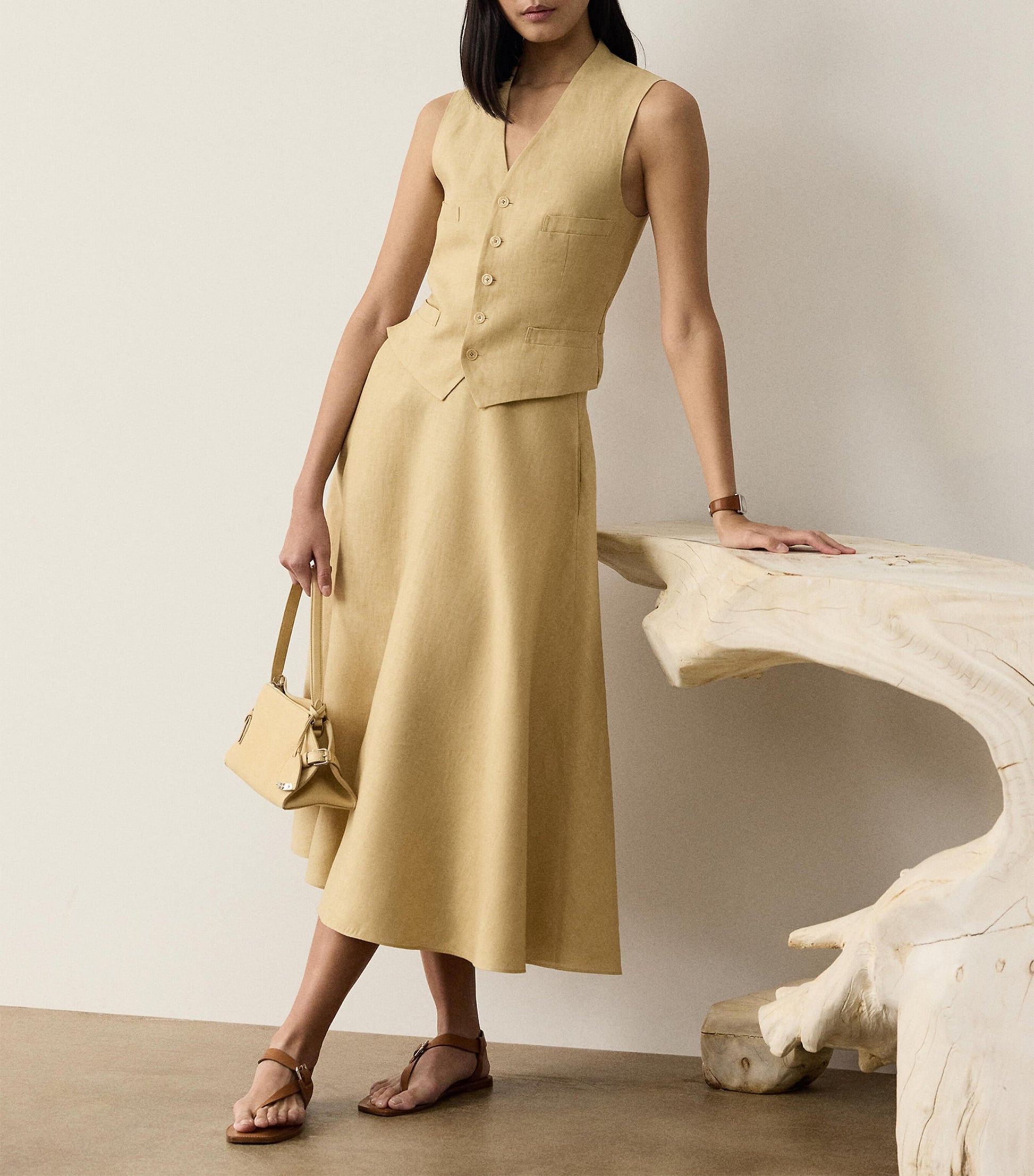 Ralph Lauren Collection Beige Linen Jaiden Waistcoat