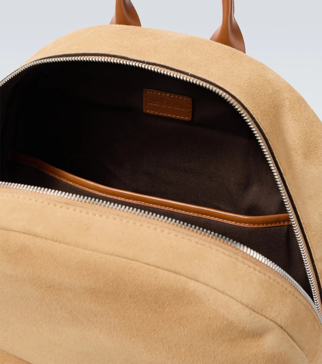 Kiton - Leather-trimmed suede backpack