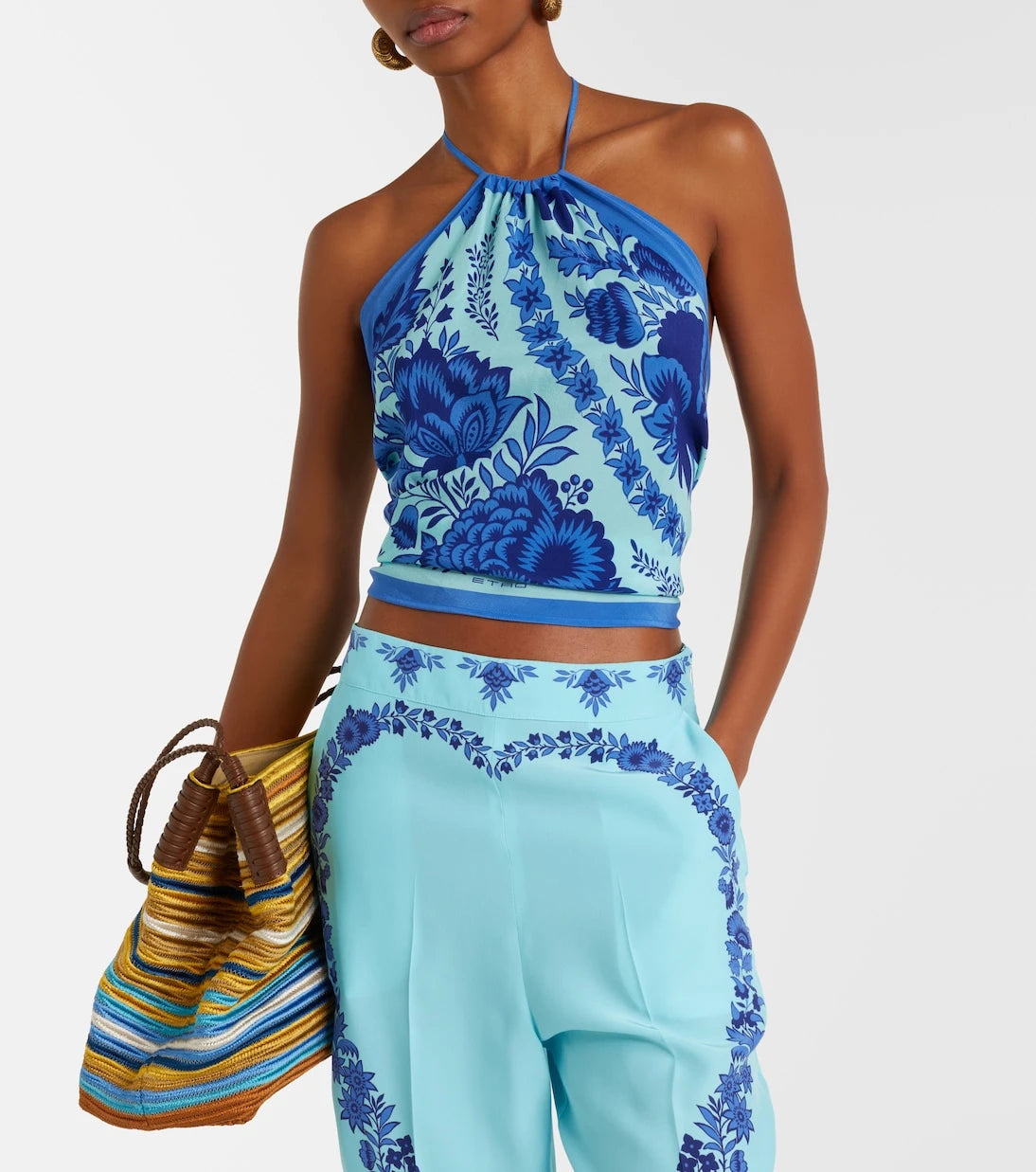 Etro - Paisley halterneck silk top